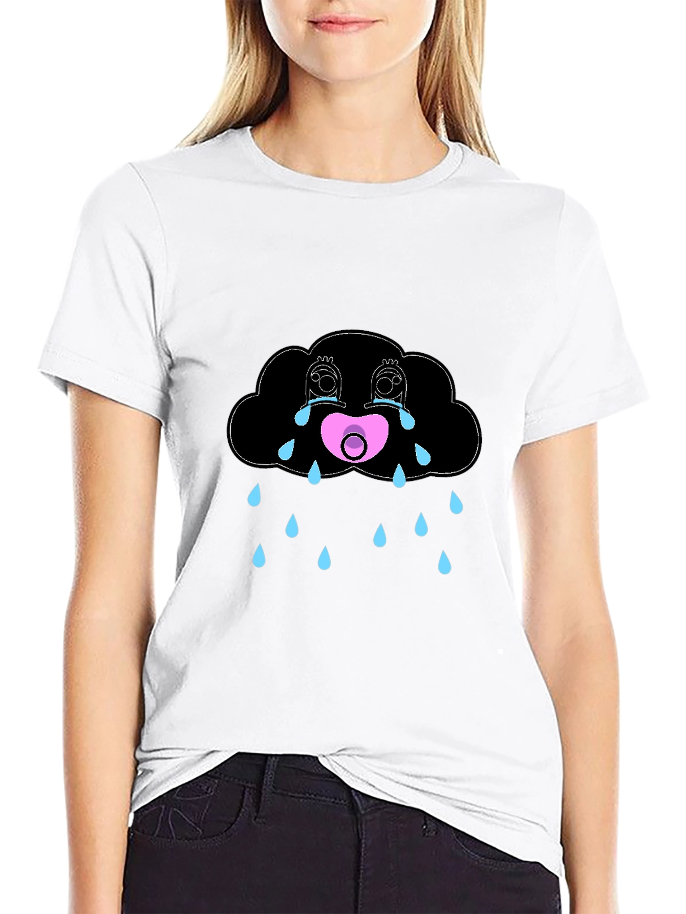 Sad Cloud Graphic Tee - Black Comfort Fit