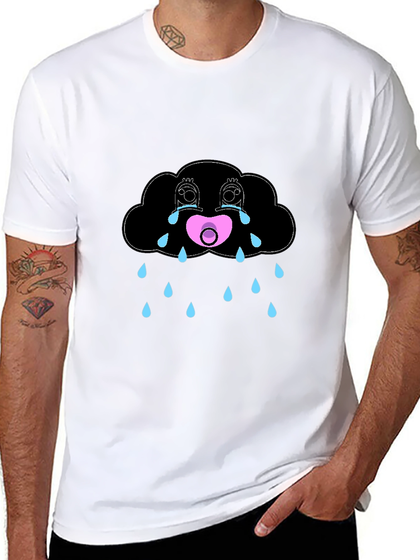 Sad Cloud Graphic Tee - Black Comfort Fit