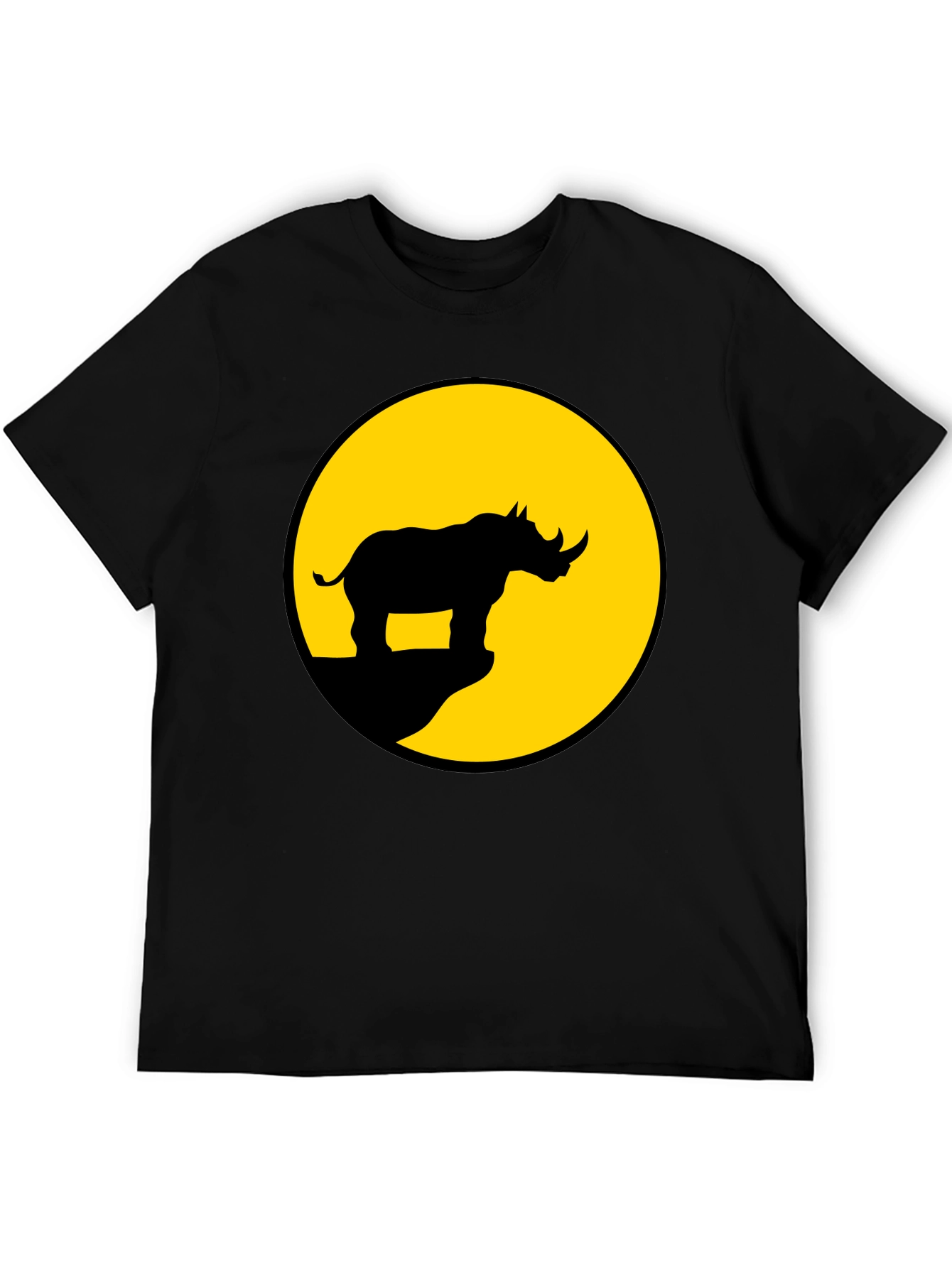 Rhino Silhouette Graphic Tee - Mens Black T-Shirt