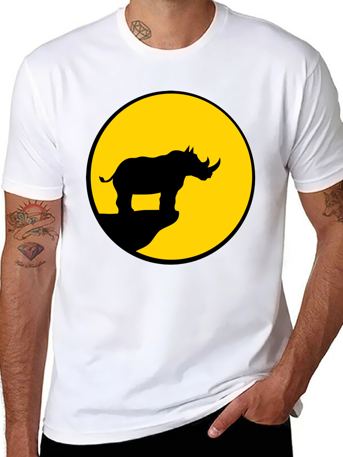 Rhino Silhouette Graphic Tee - Mens Black T-Shirt