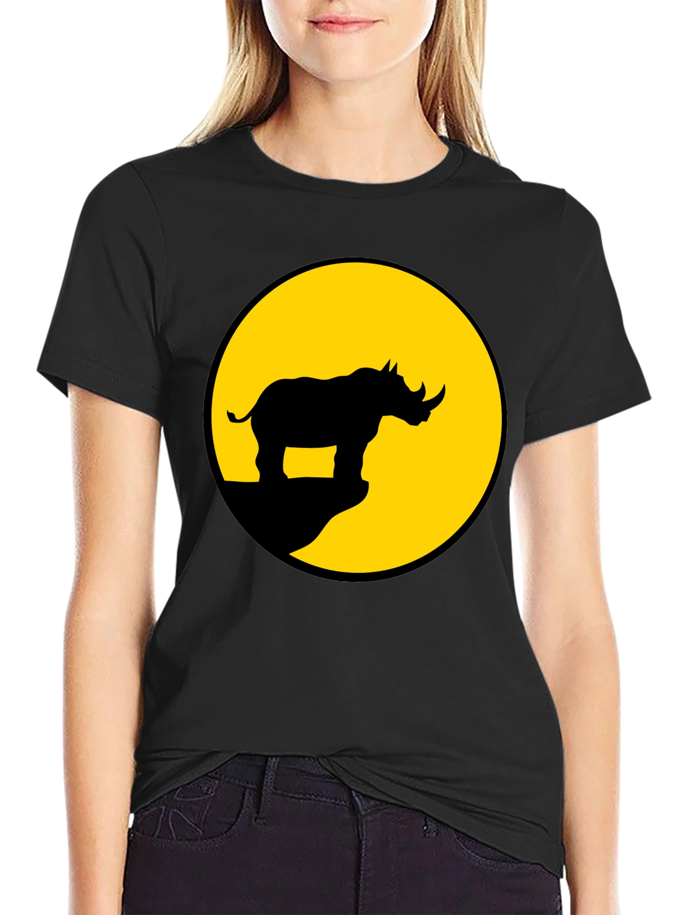 Rhino Silhouette Graphic Tee - Mens Black T-Shirt