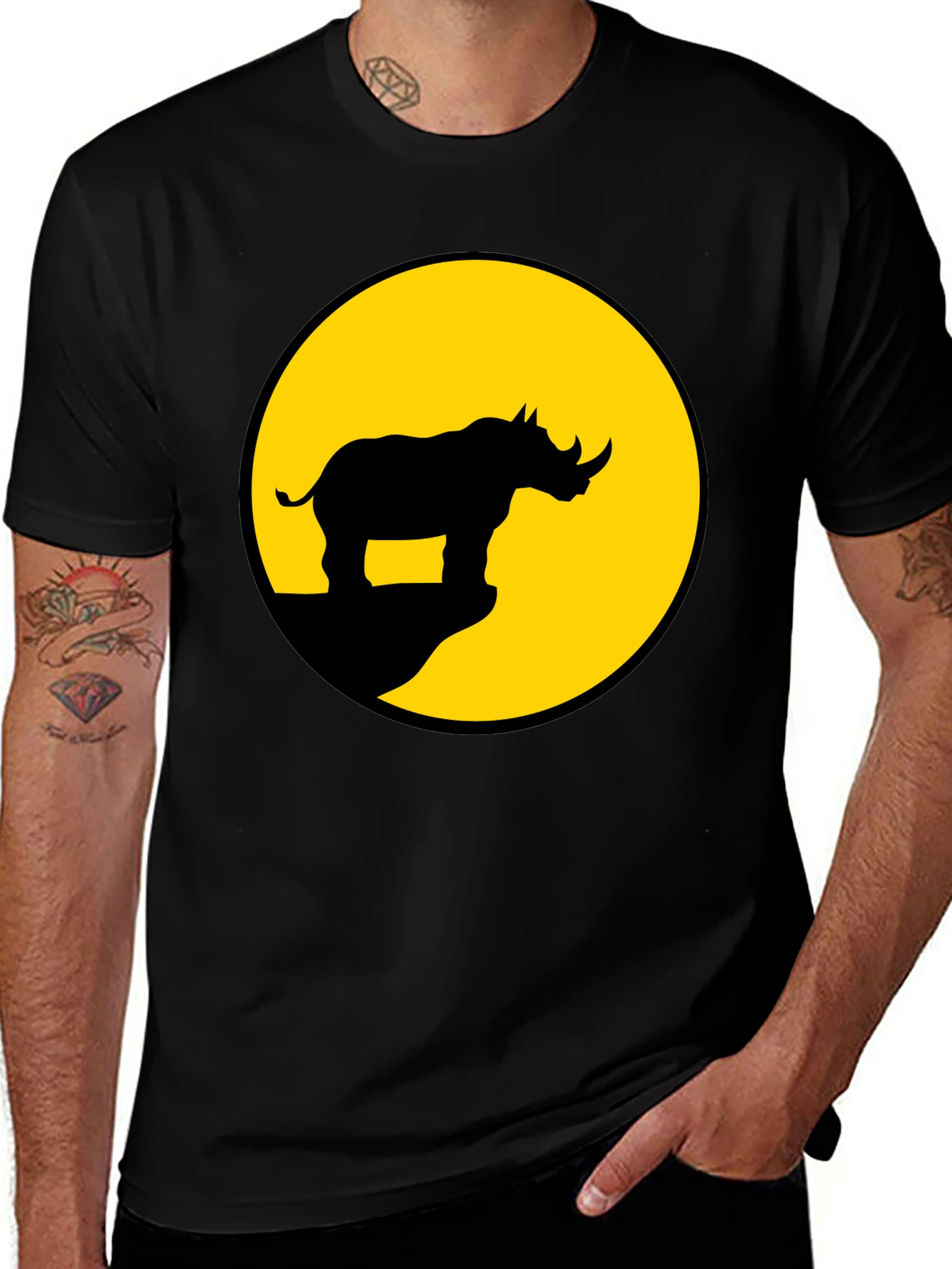 Rhino Silhouette Graphic Tee - Mens Black T-Shirt