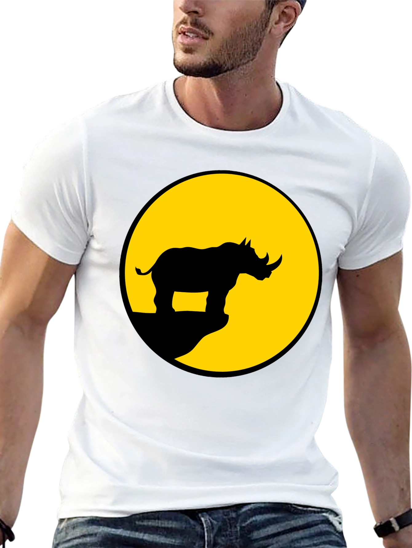 Rhino Silhouette Graphic Tee - Mens Black T-Shirt