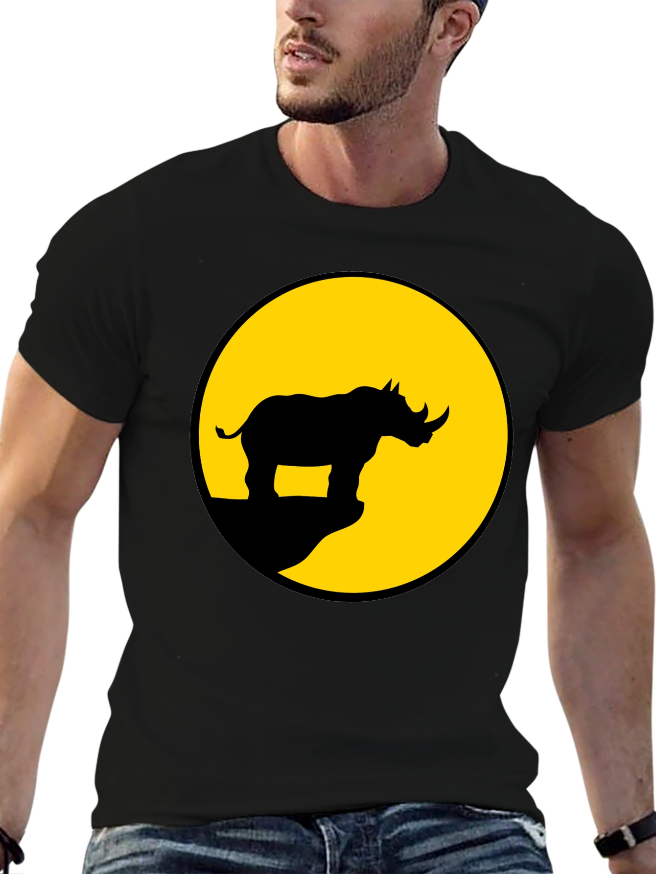 Rhino Silhouette Graphic Tee - Mens Black T-Shirt