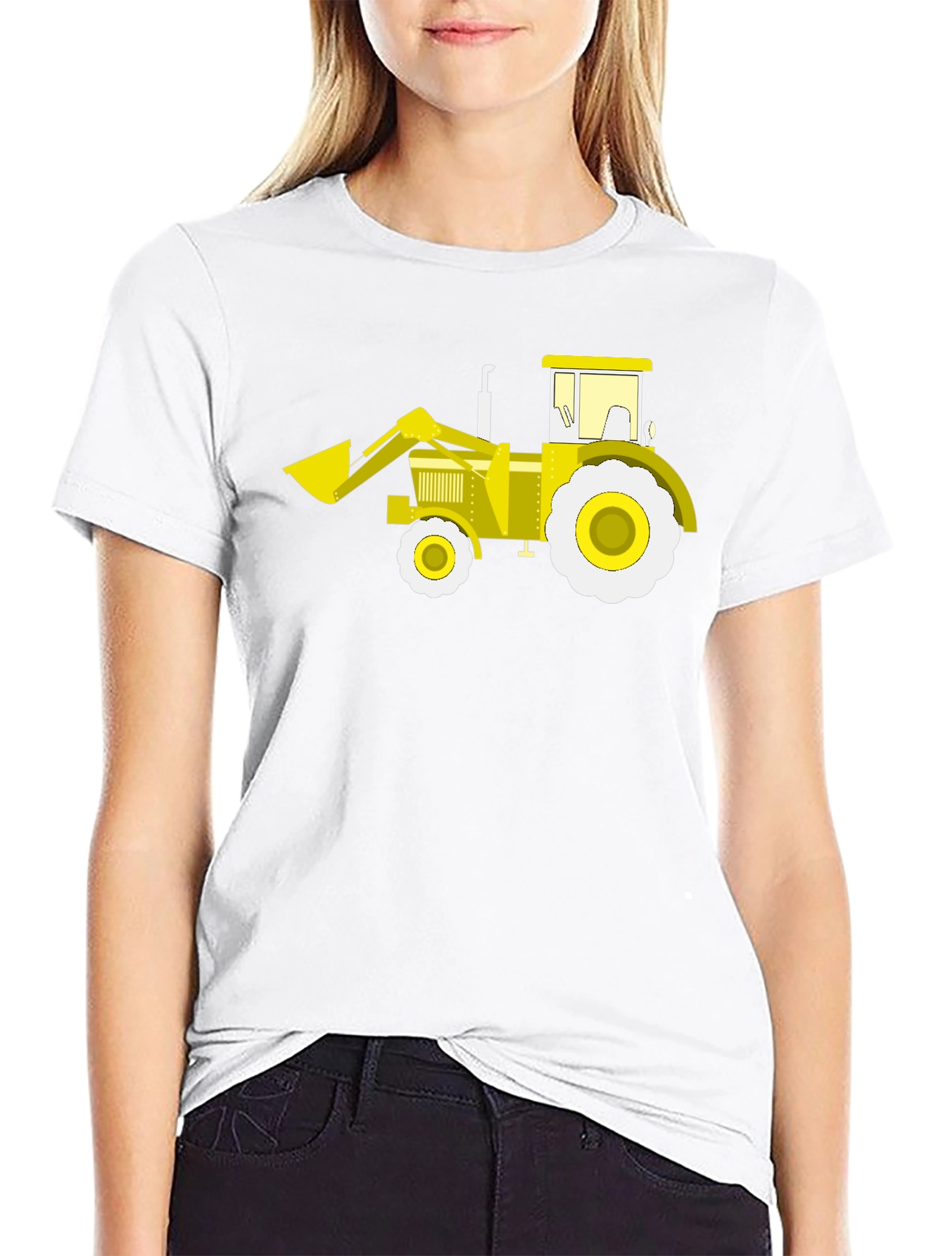 Tractor Graphic Tee - Black Cotton Crew Neck
