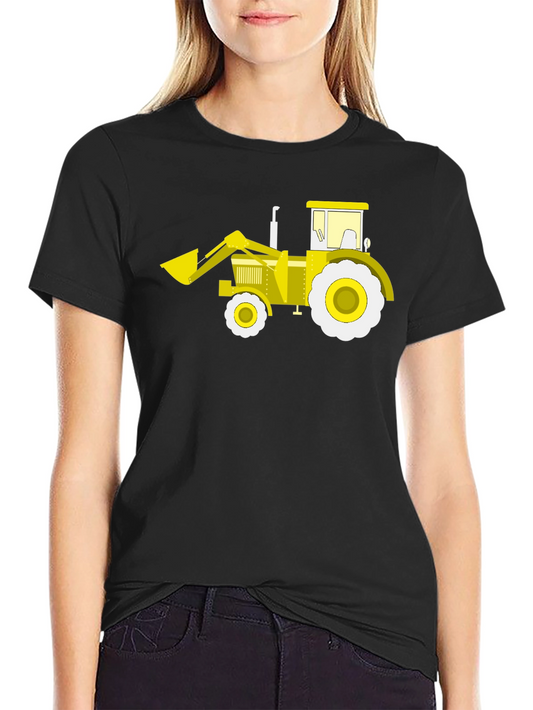 Tractor Graphic Tee - Black Cotton Crew Neck