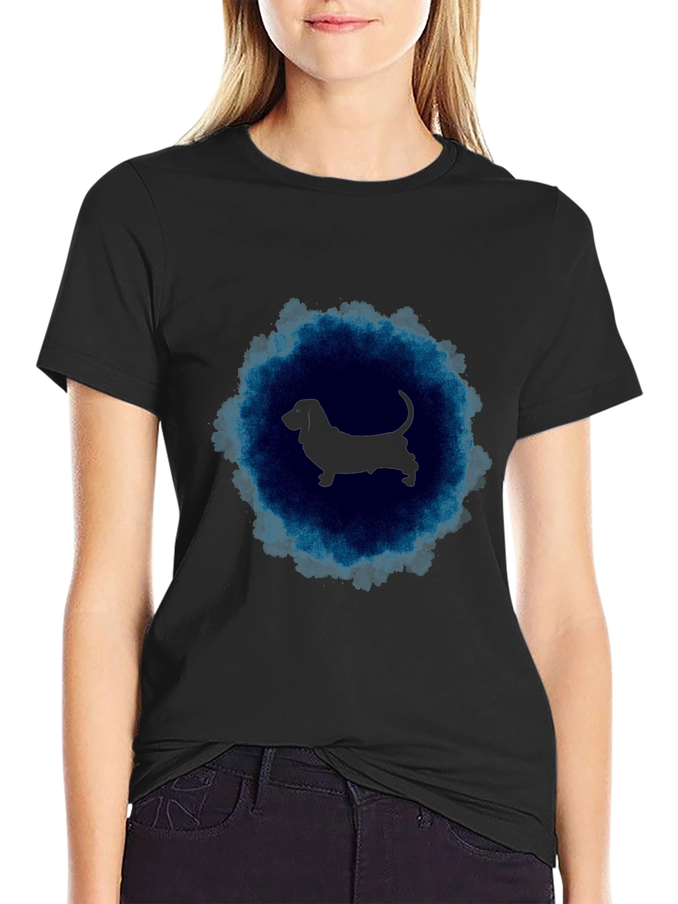 Dog Silhouette Graphic T-Shirt - Modern Style