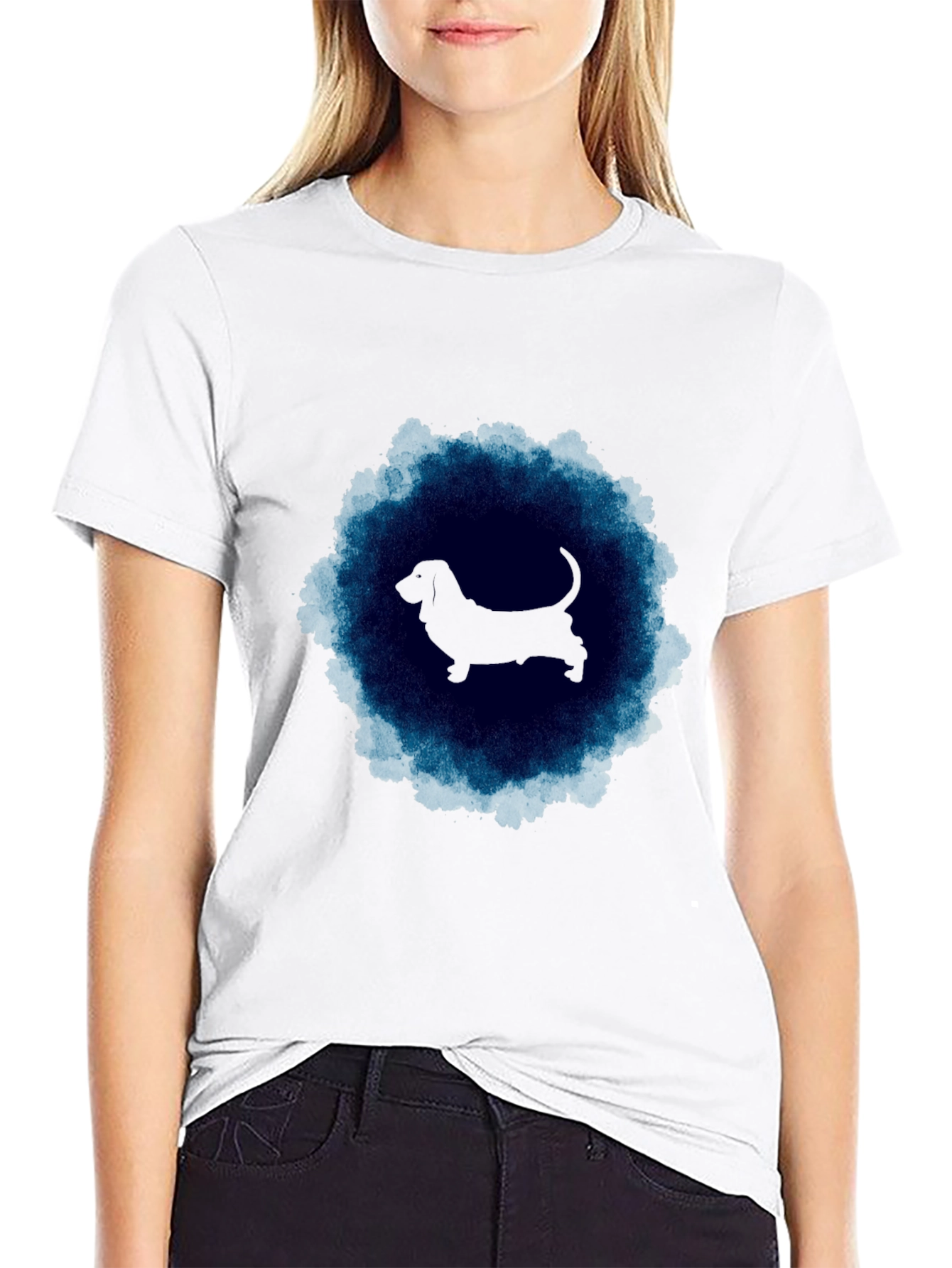 Dog Silhouette Graphic T-Shirt - Modern Style