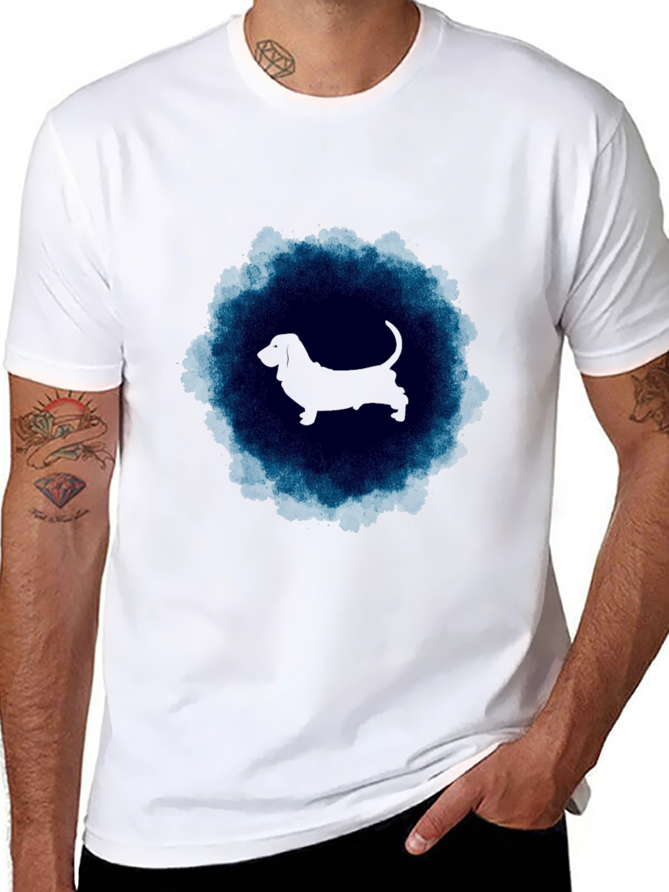 Dog Silhouette Graphic T-Shirt - Modern Style