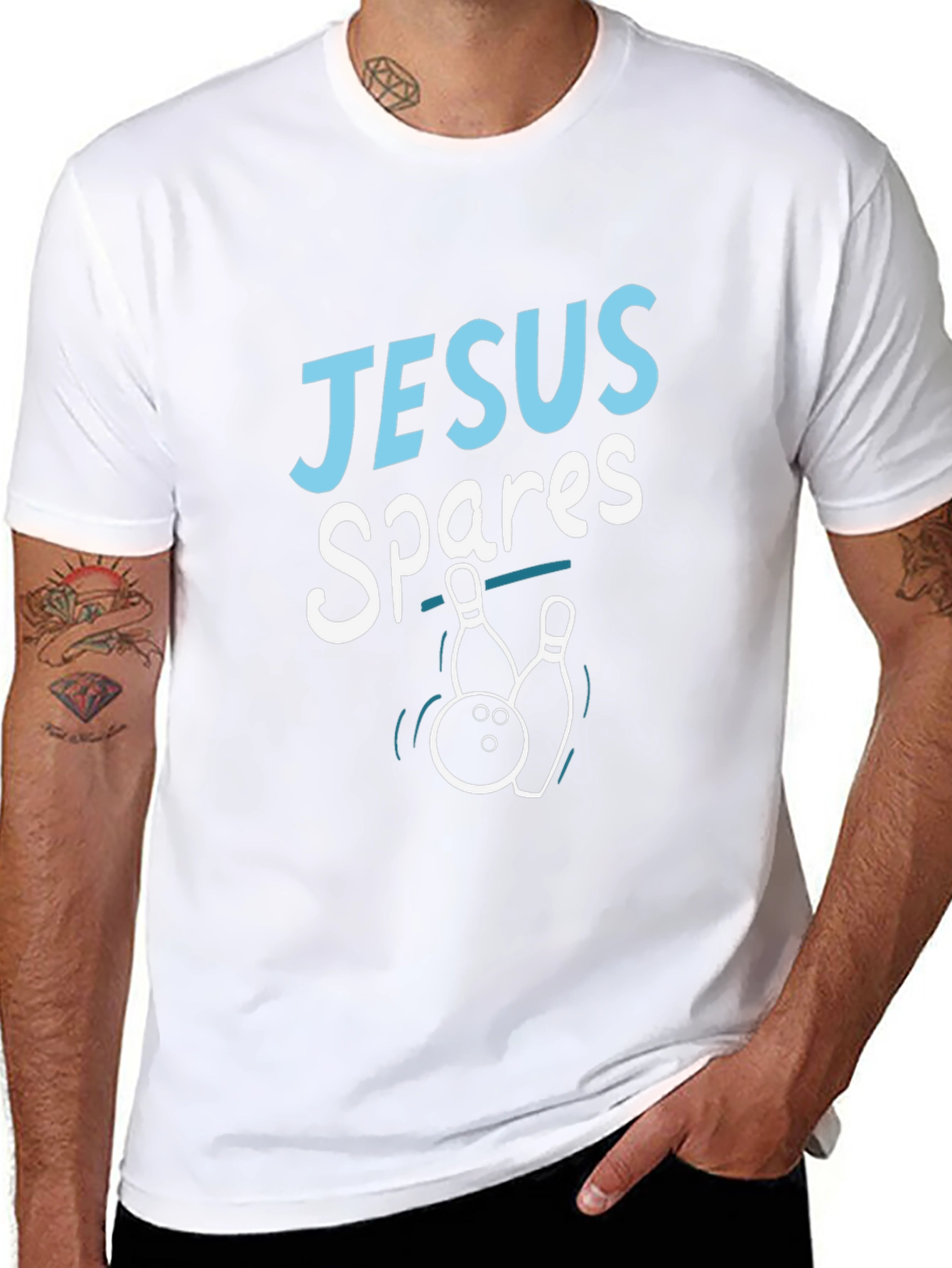 Jesus Spares T-Shirt - Bowling Humor Tee