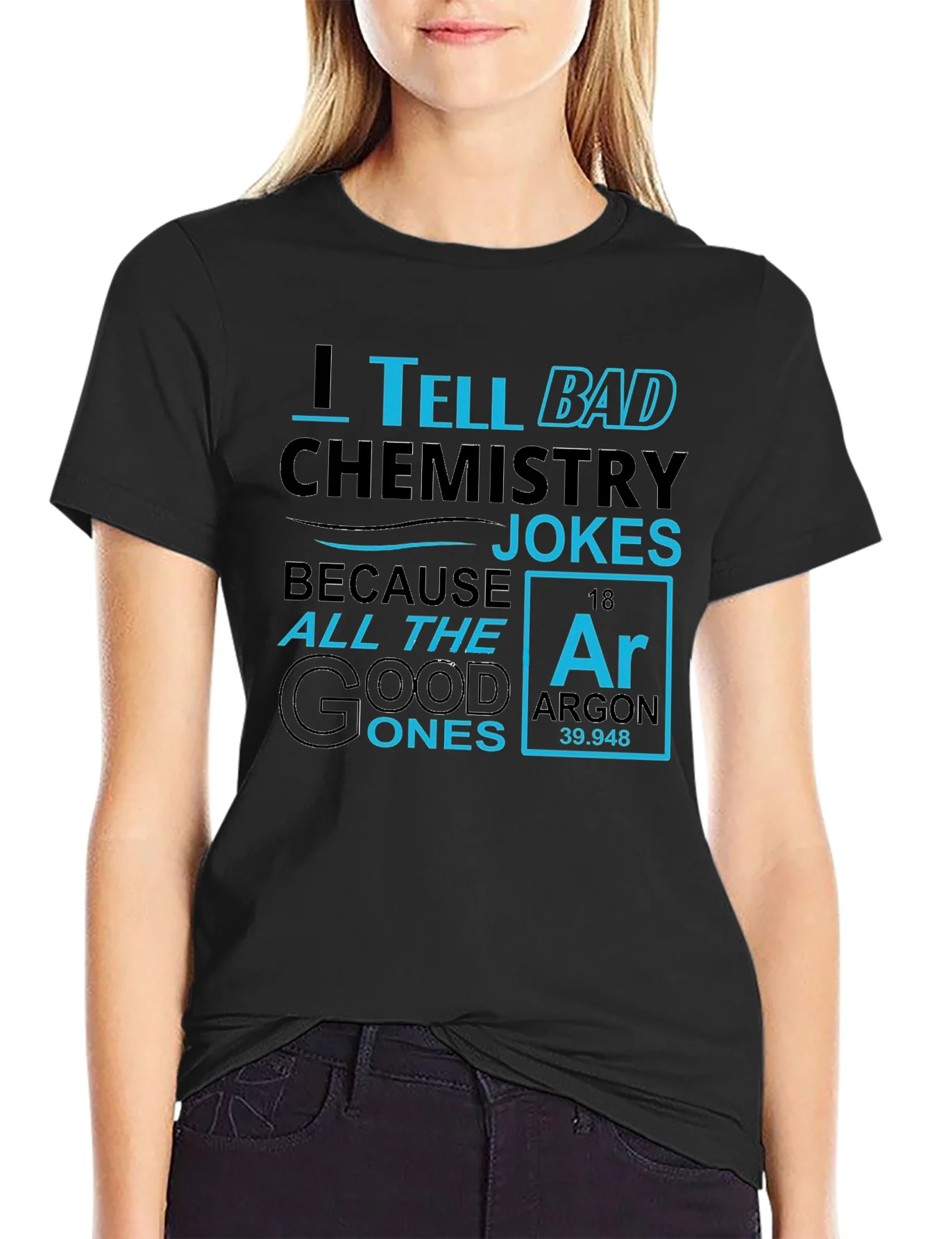 Chemistry Jokes Graphic T-Shirt - Black Cotton Tee