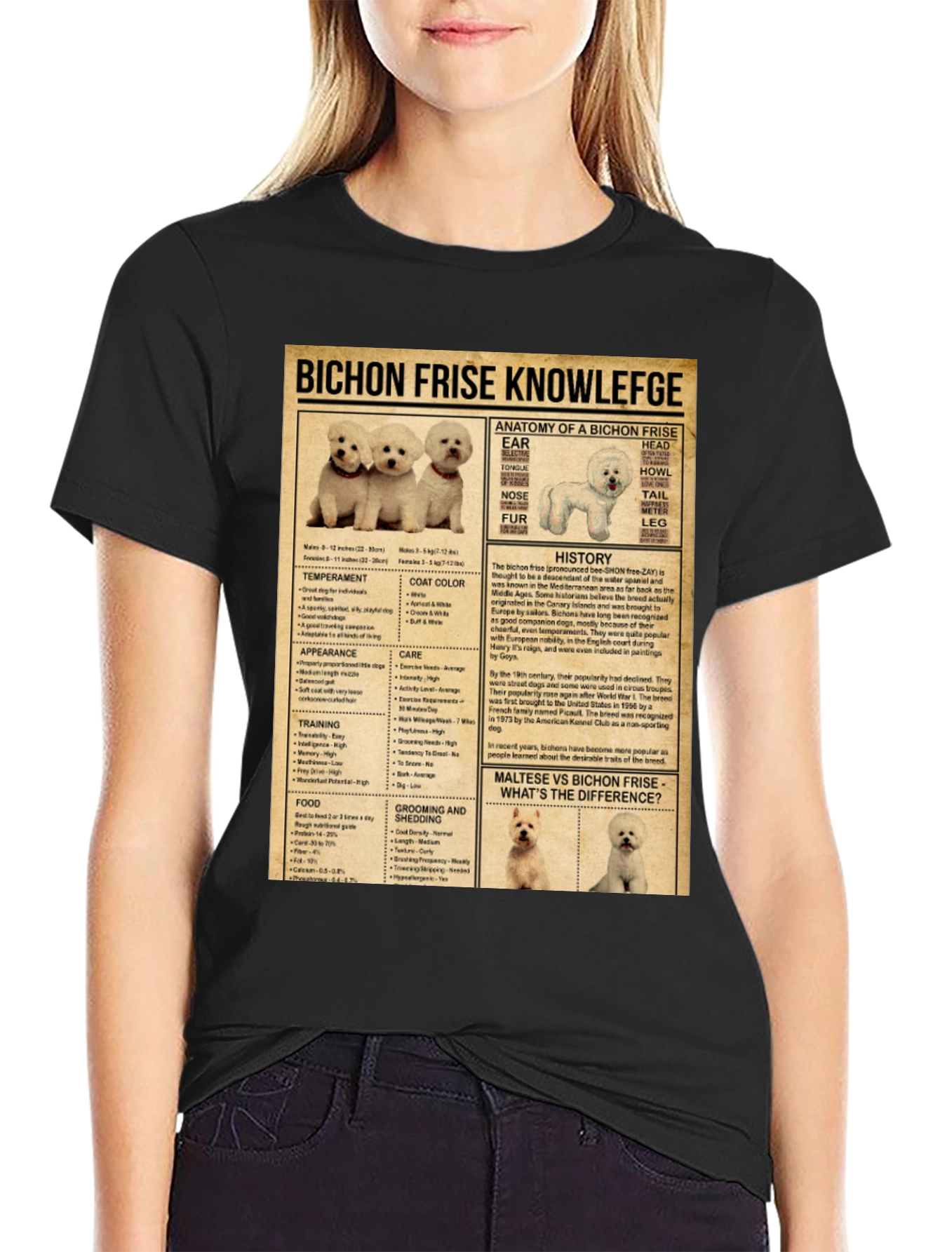 Bichon Frise Knowledge T-Shirt Dog Lover Gift