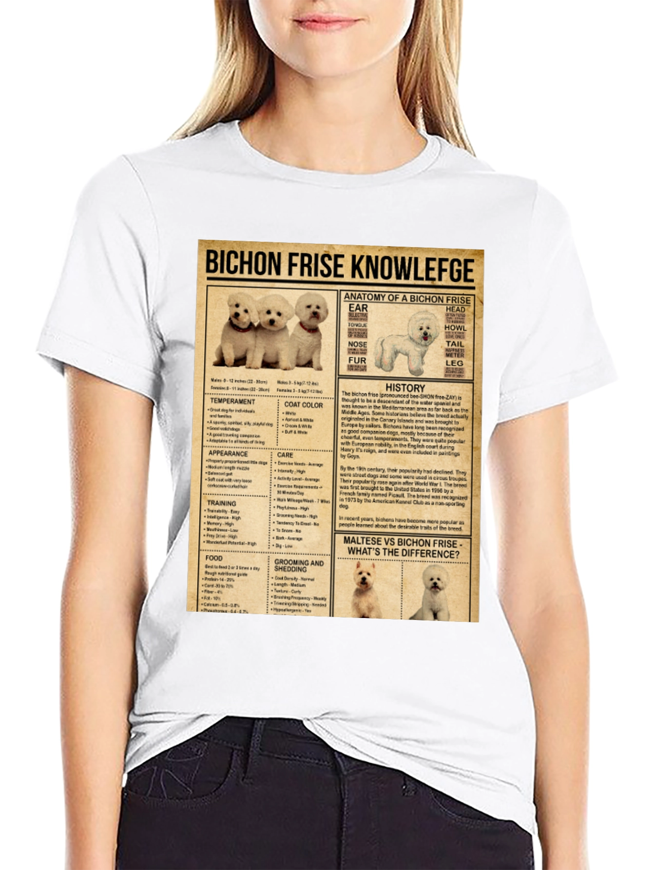 Bichon Frise Knowledge T-Shirt Dog Lover Gift