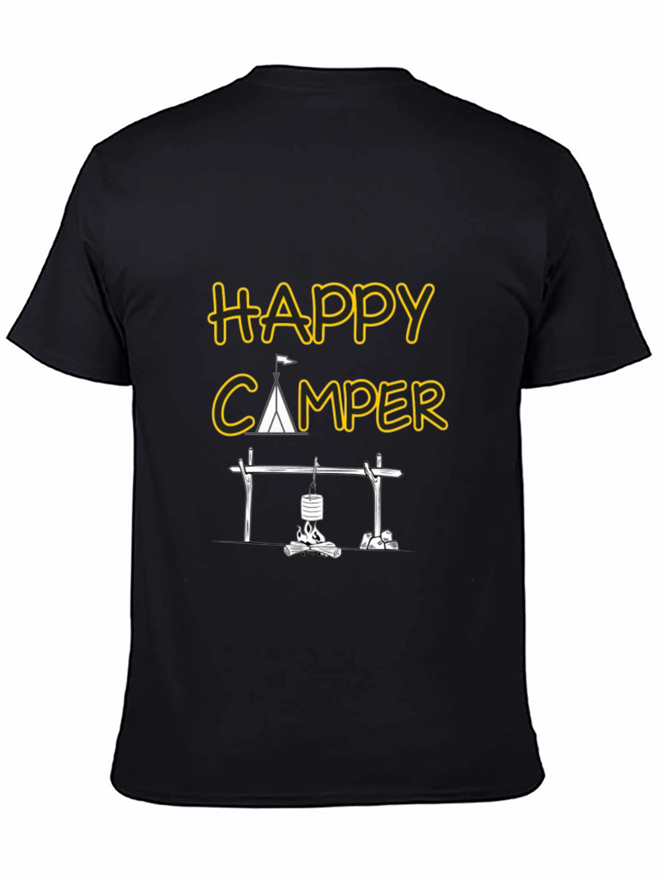 Happy Camper Graphic Tee - Black Camping T-Shirt