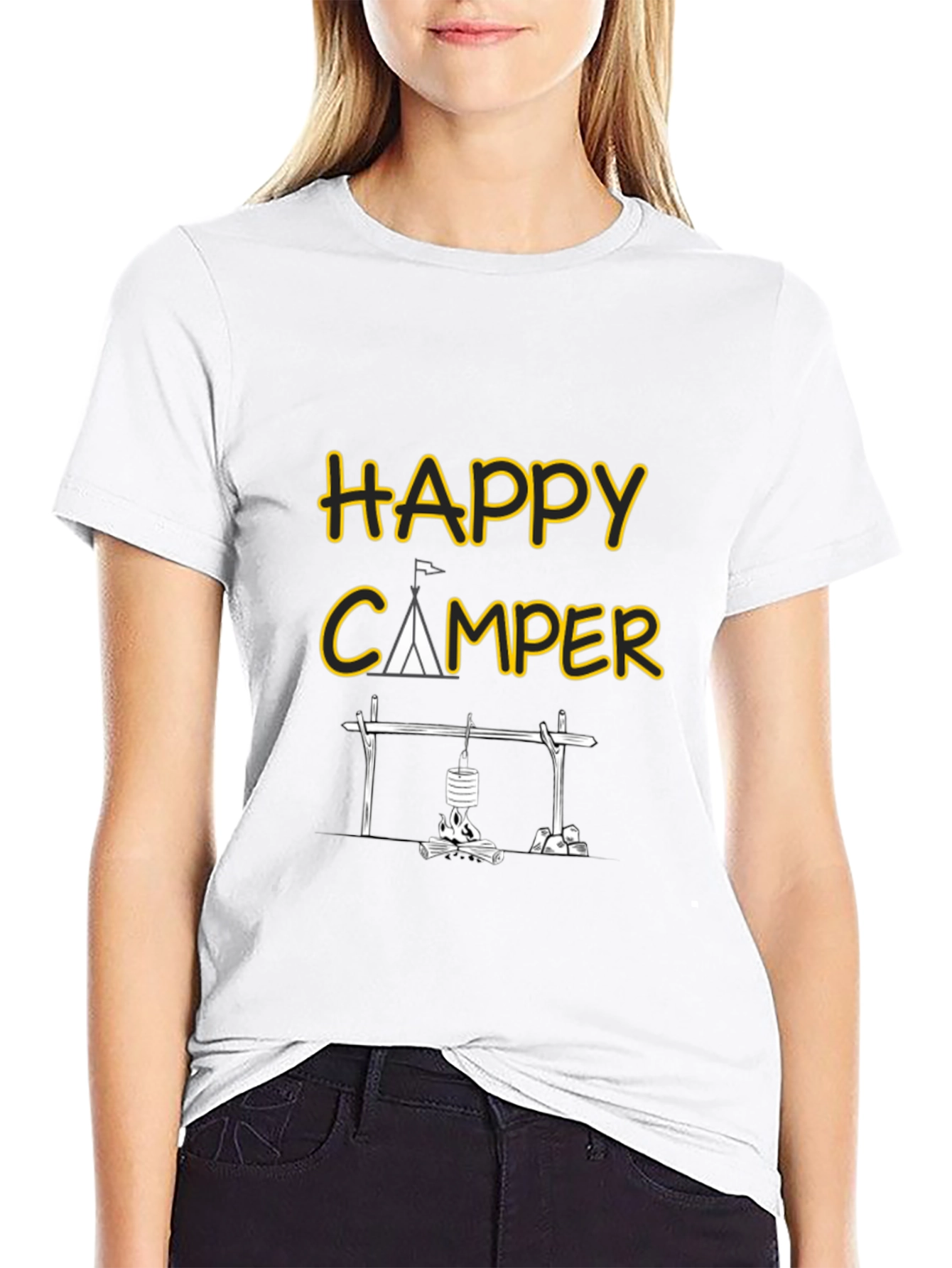 Happy Camper Graphic Tee - Black Camping T-Shirt