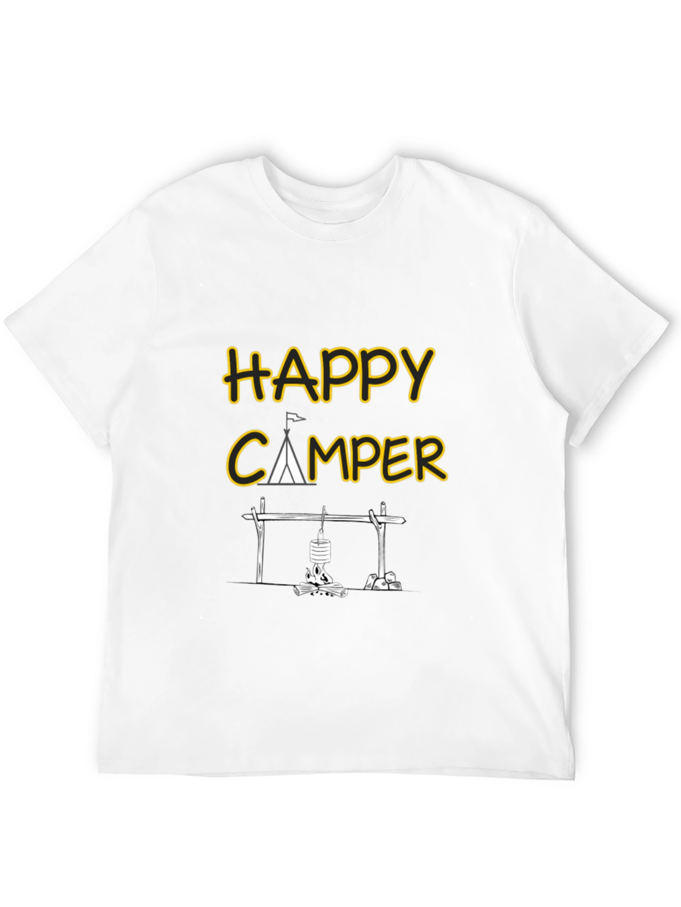 Happy Camper Graphic Tee - Black Camping T-Shirt