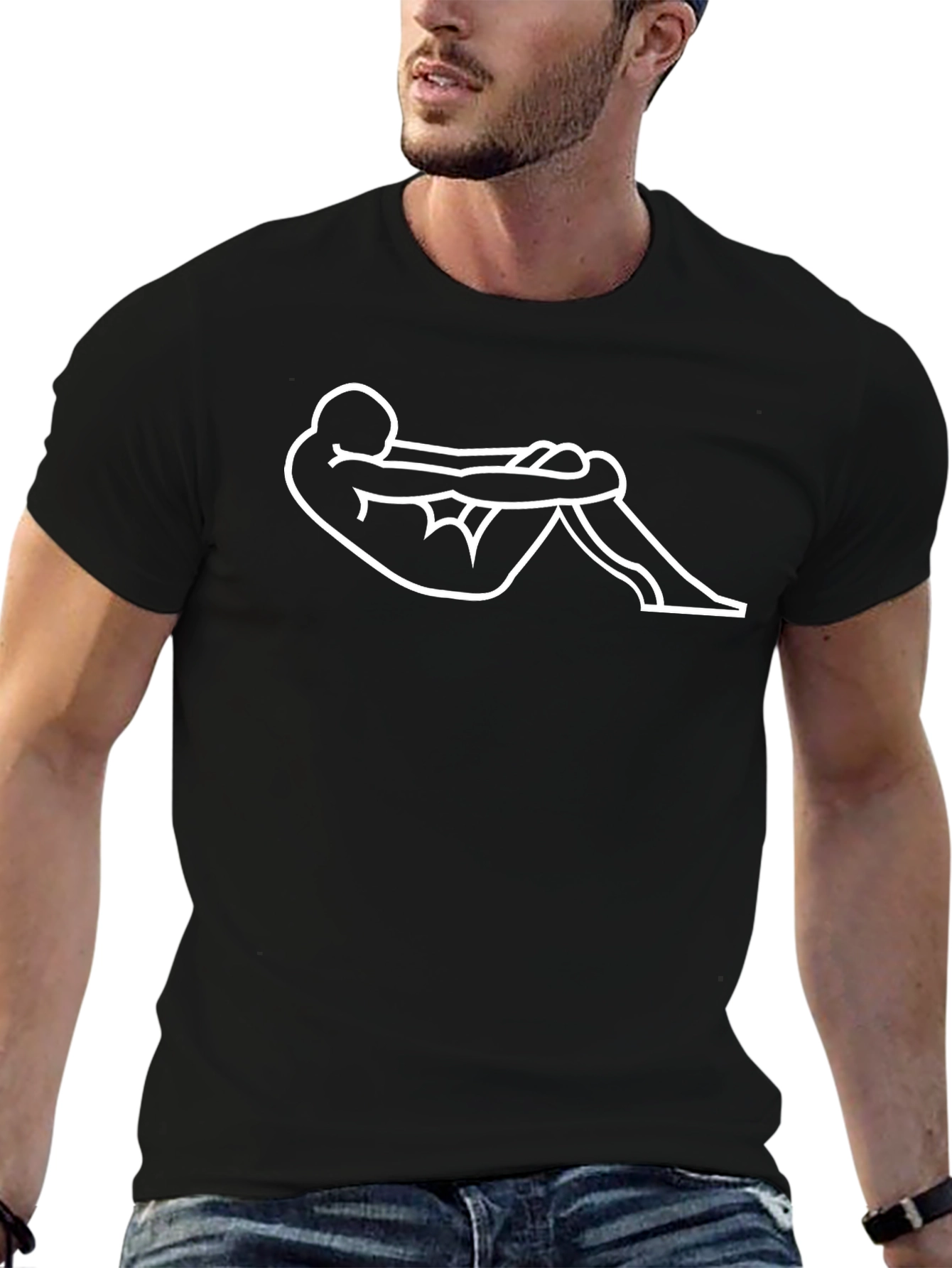 Relaxed Pose Graphic Tee - Black Casual Comfort