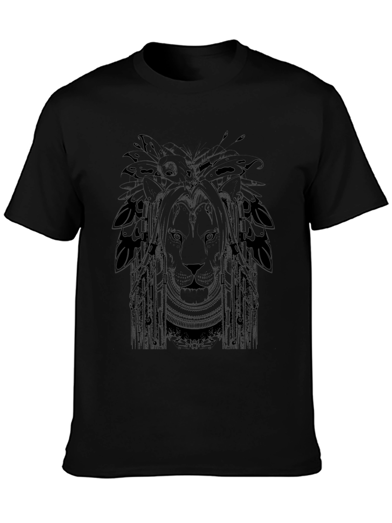 Lion Headdress Graphic T-Shirt - Black