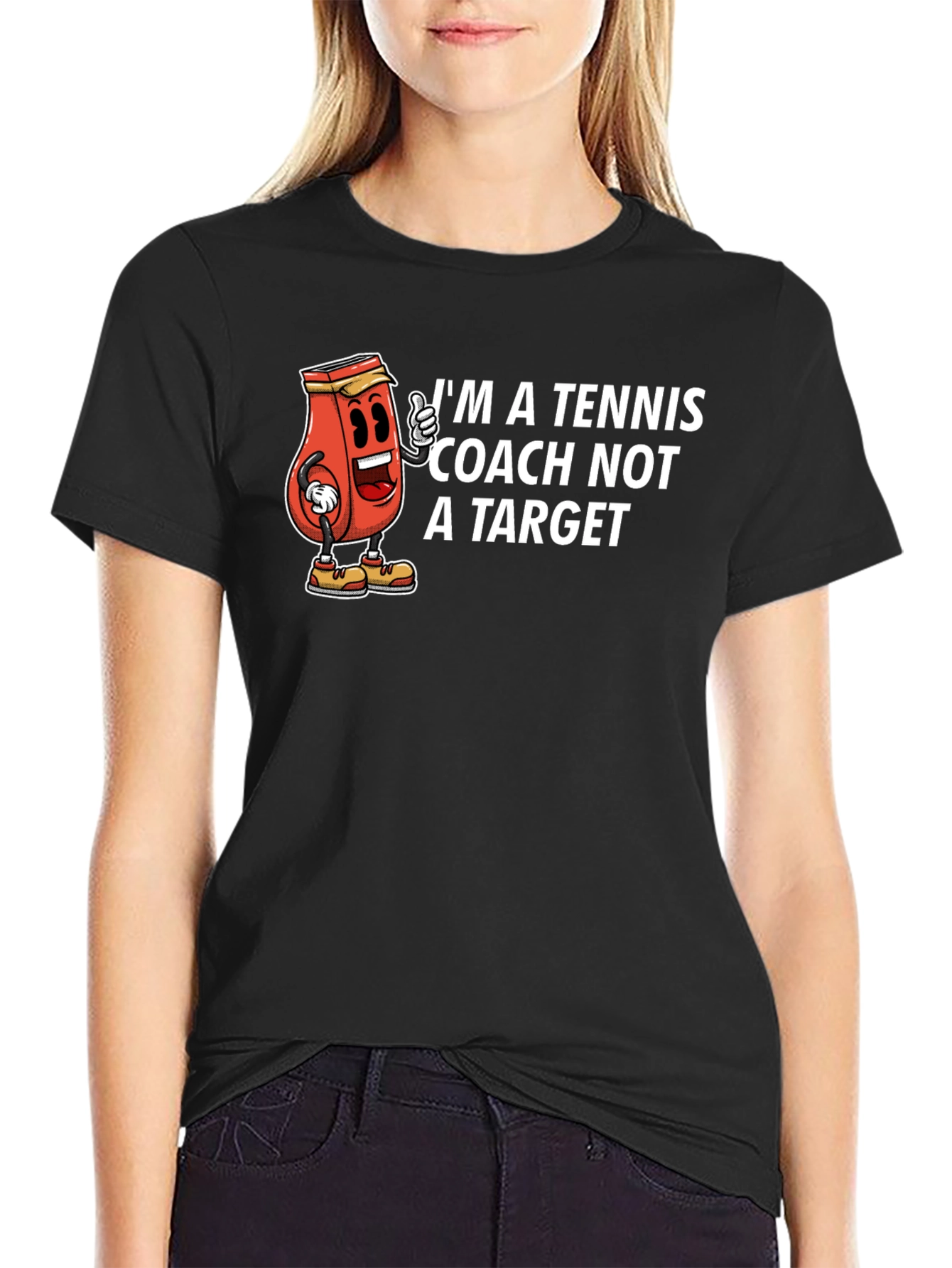 Tennis Coach Cartoon Graphic T-Shirt