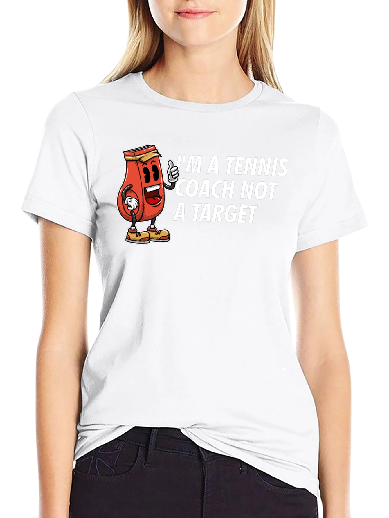 Tennis Coach Cartoon Graphic T-Shirt