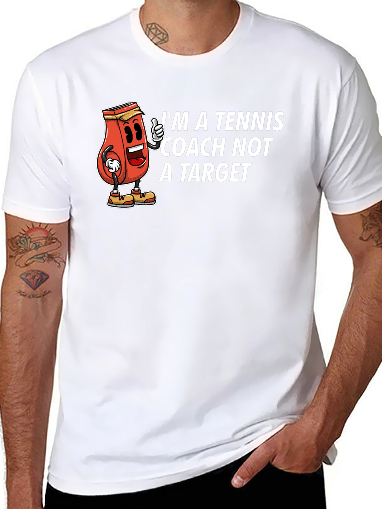 Tennis Coach Cartoon Graphic T-Shirt