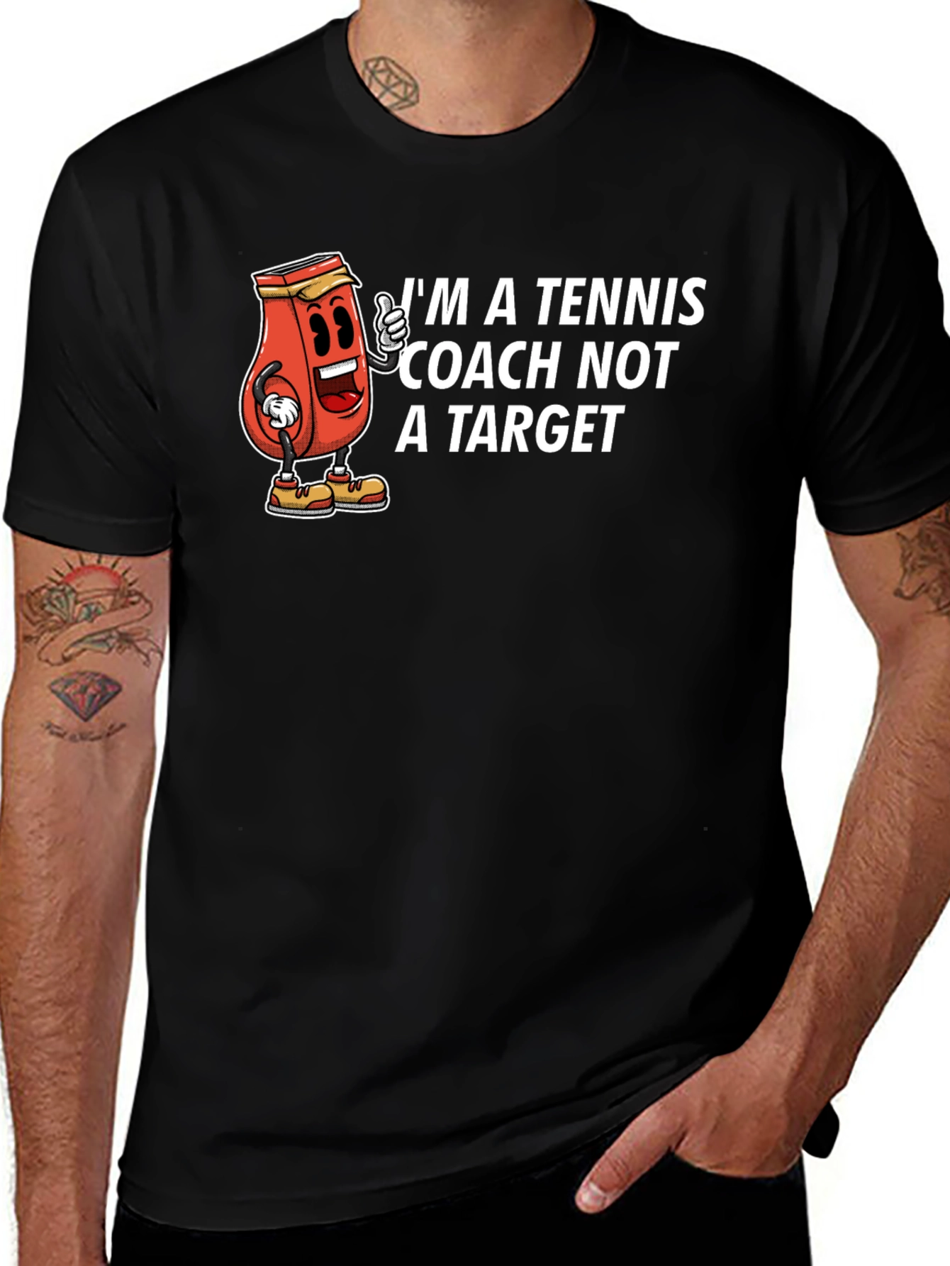 Tennis Coach Cartoon Graphic T-Shirt