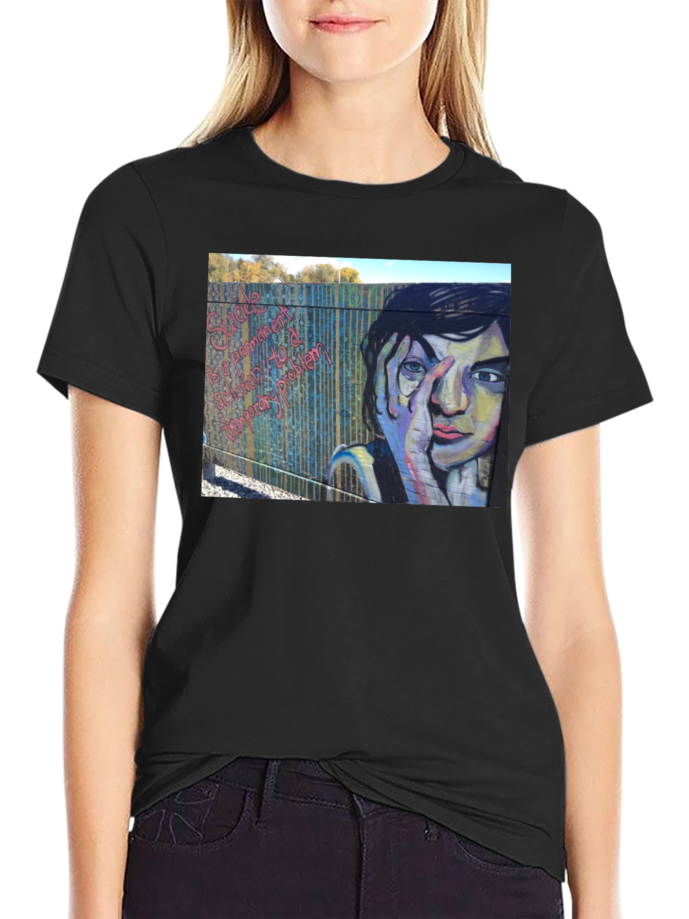 Unique Graphic Tee - Graffiti Art Black T-Shirt