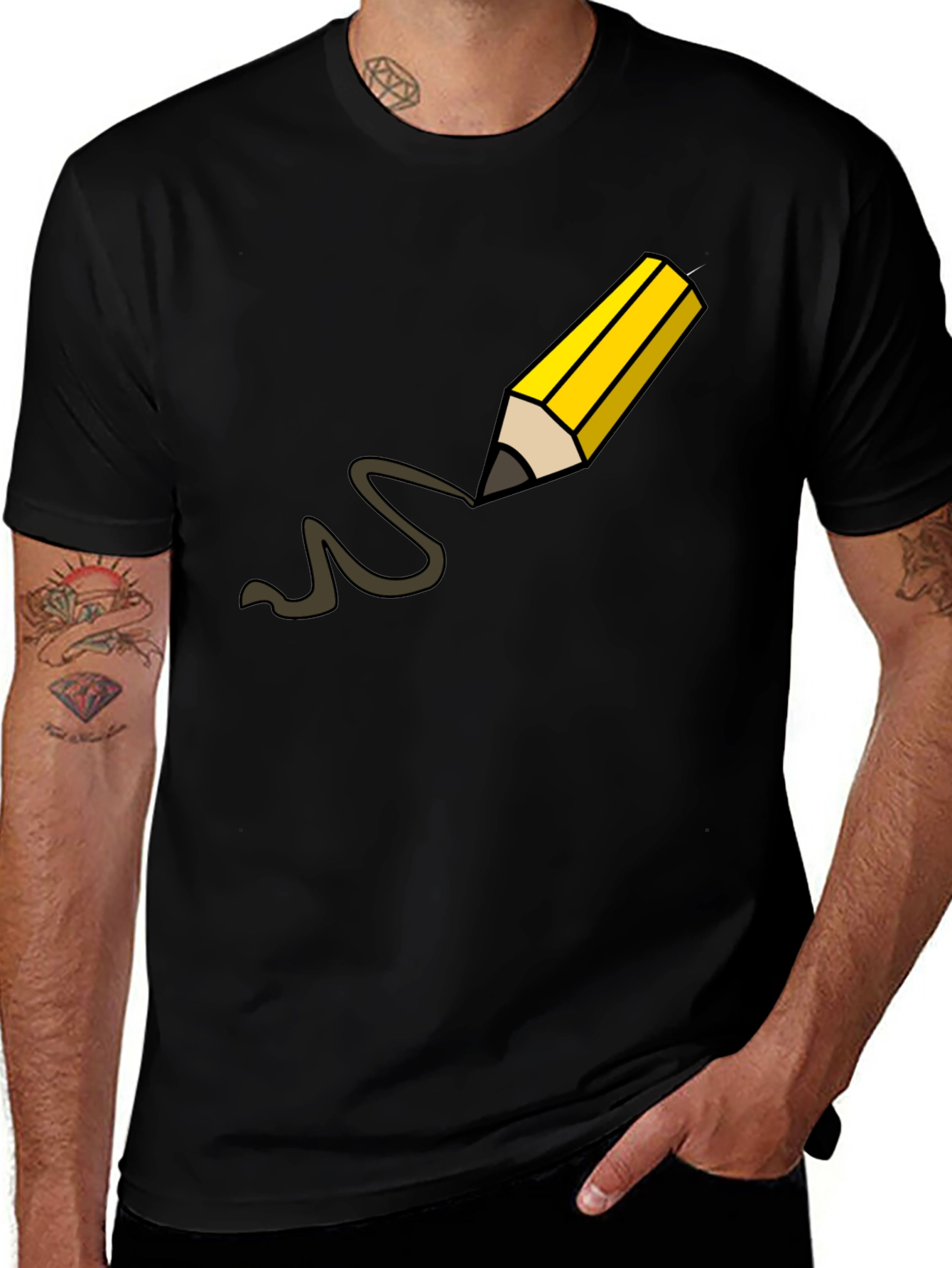 Pencil Drawing Black T-Shirt