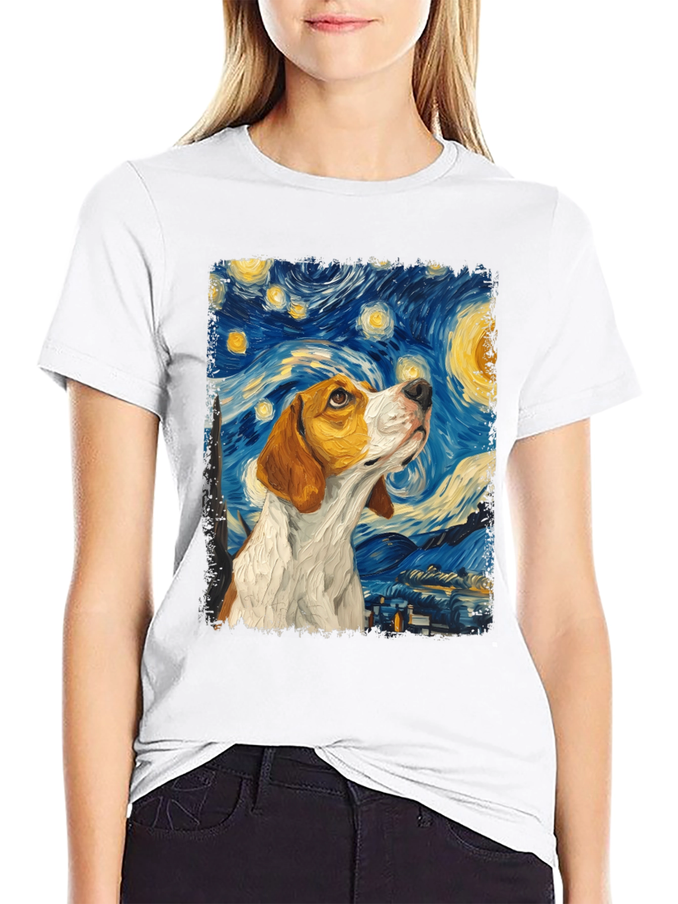 Starry Night Beagle T-Shirt - Unique Art Tee