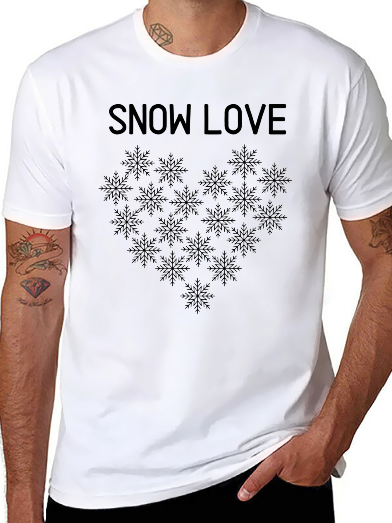 Snow Love Snowflake Heart Graphic T-Shirt