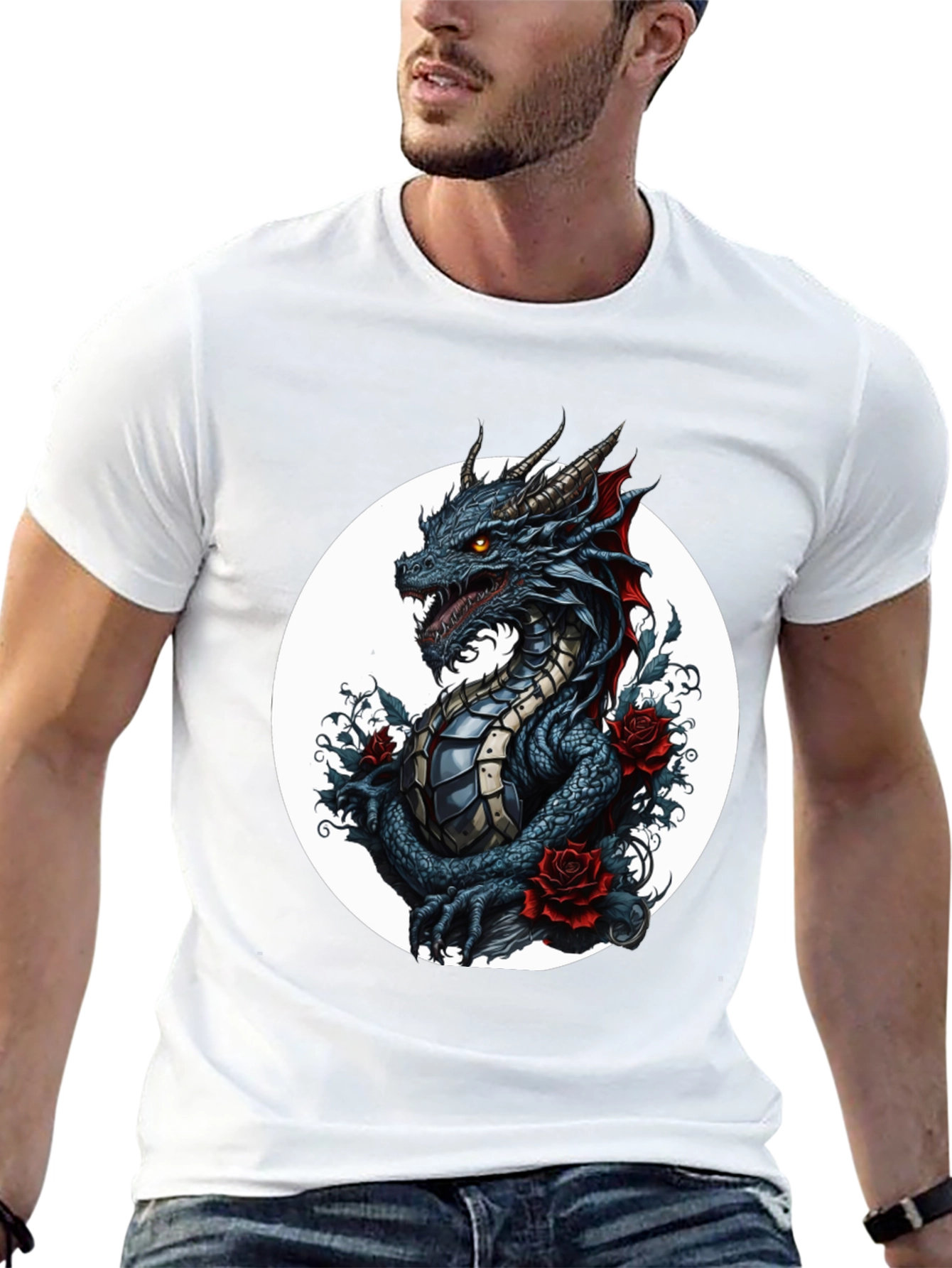 Dragon & Roses Graphic T-Shirt