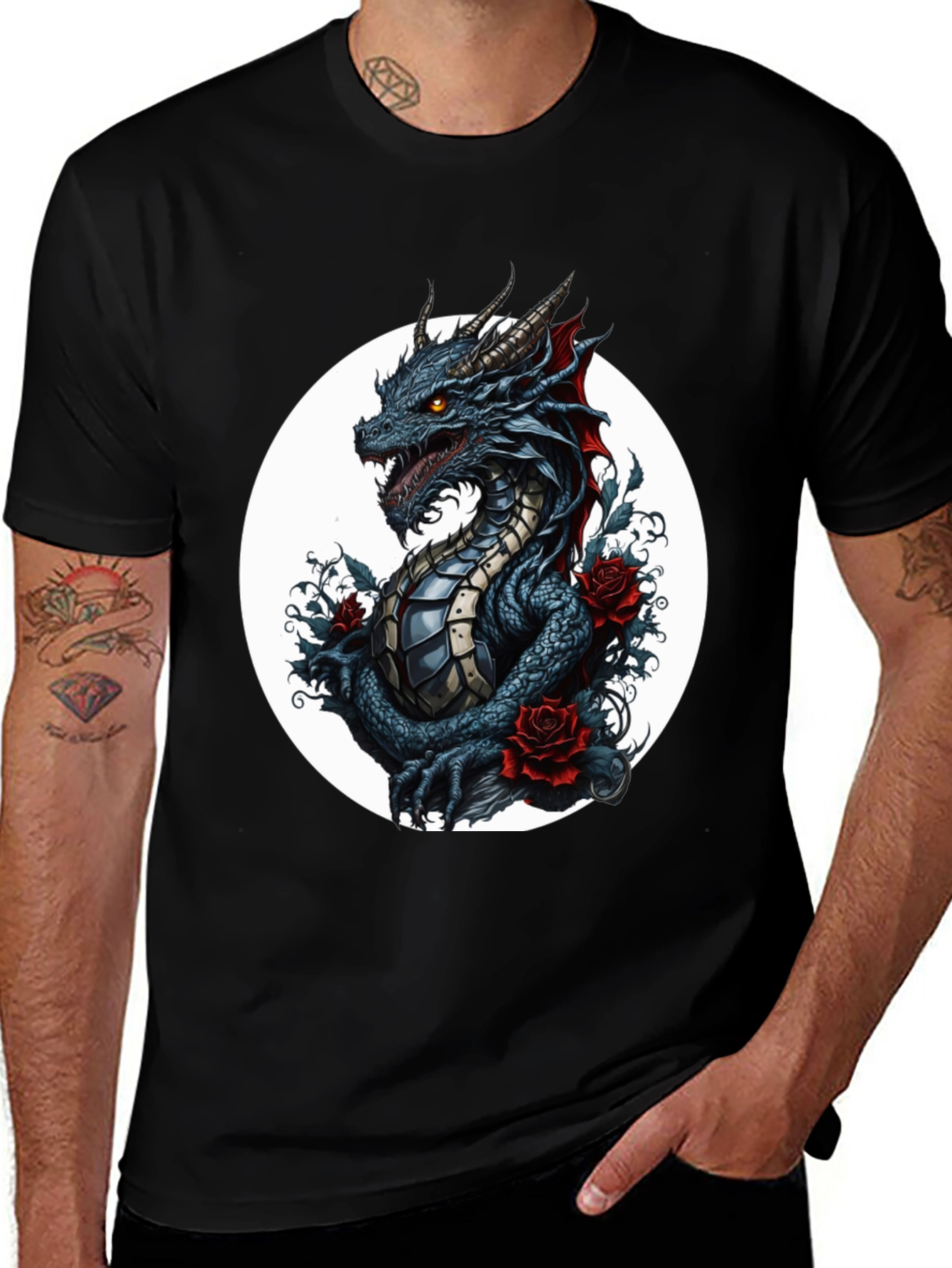 Dragon & Roses Graphic T-Shirt