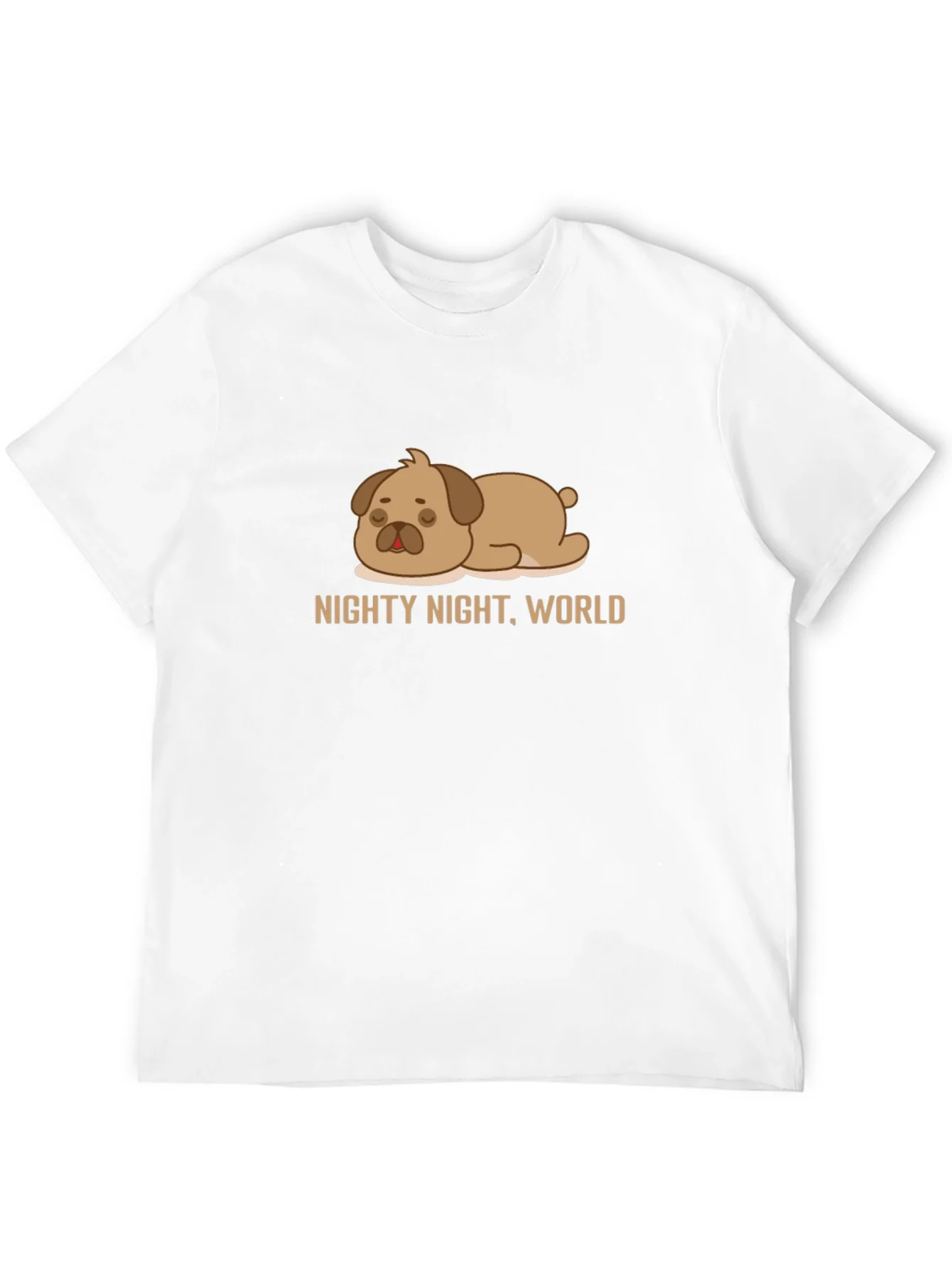 Nighty Night World Black T-Shirt with Cute Sleeping Dog Graphic