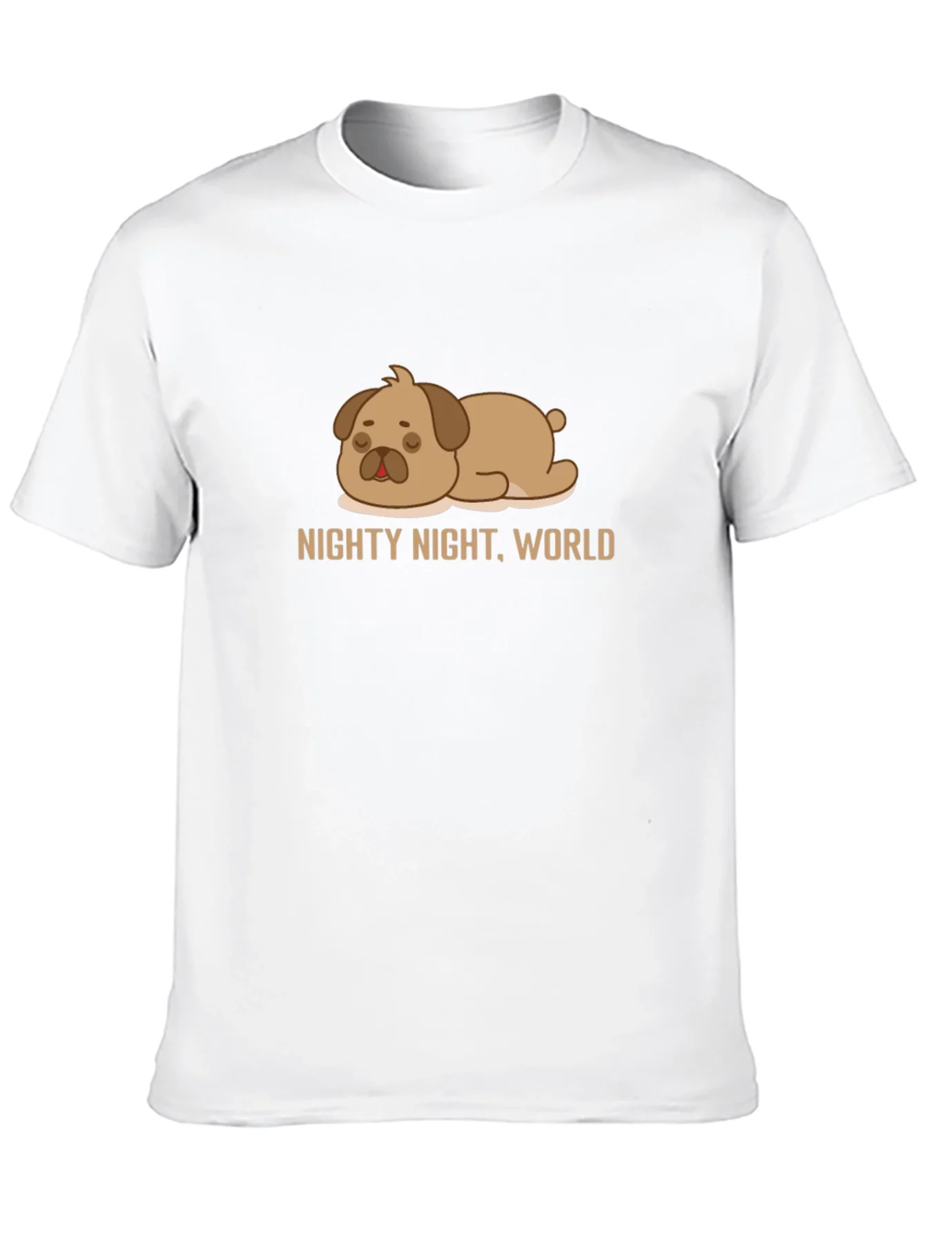 Nighty Night World Black T-Shirt with Cute Sleeping Dog Graphic