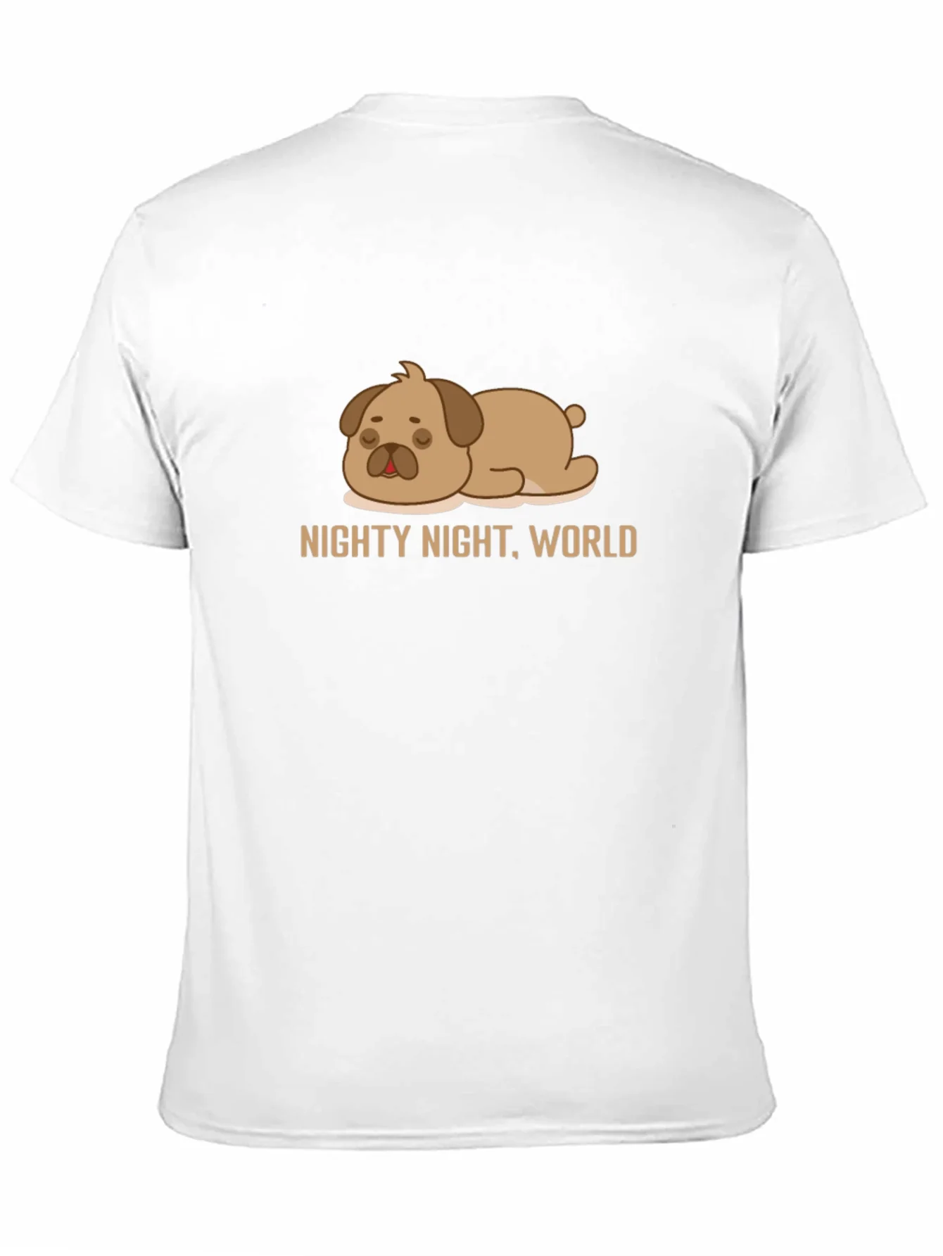 Nighty Night World Black T-Shirt with Cute Sleeping Dog Graphic