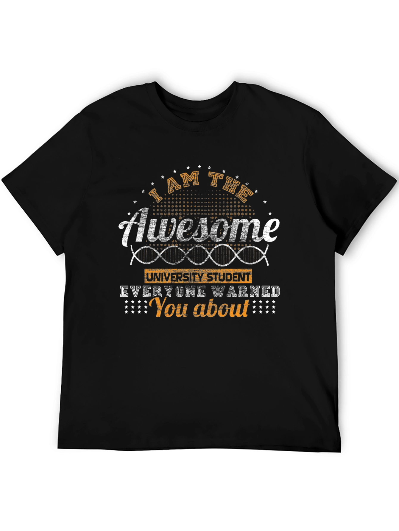 Awesome University Student Black Graphic Tee