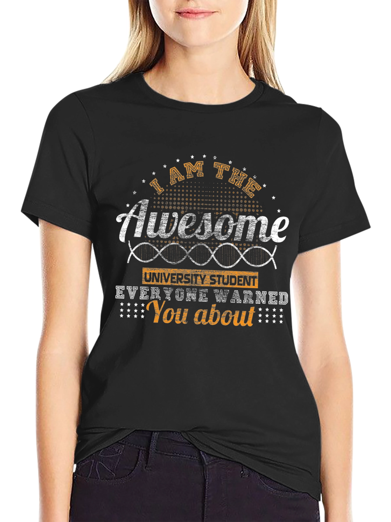 Awesome University Student Black Graphic Tee