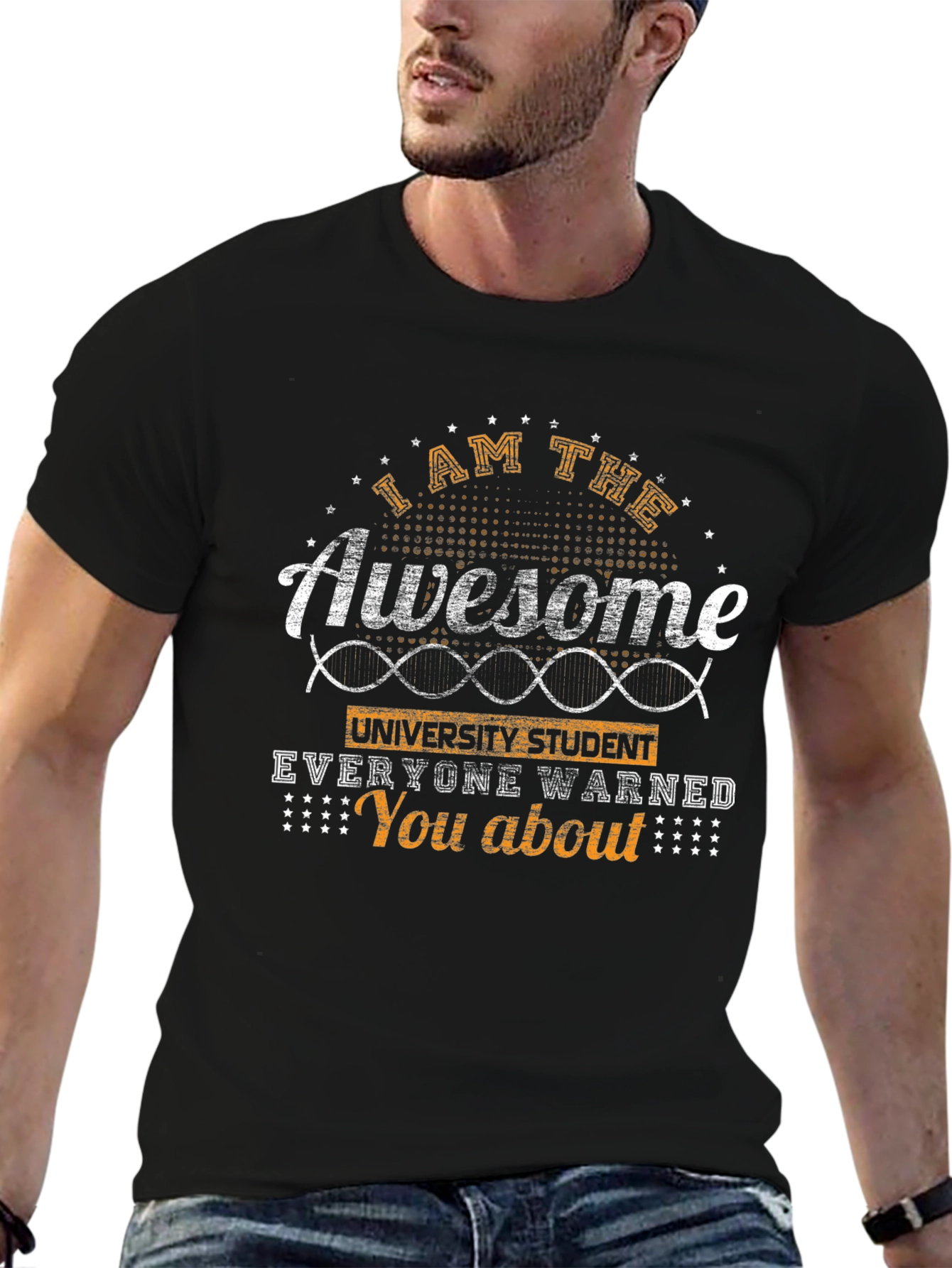 Awesome University Student Black Graphic Tee
