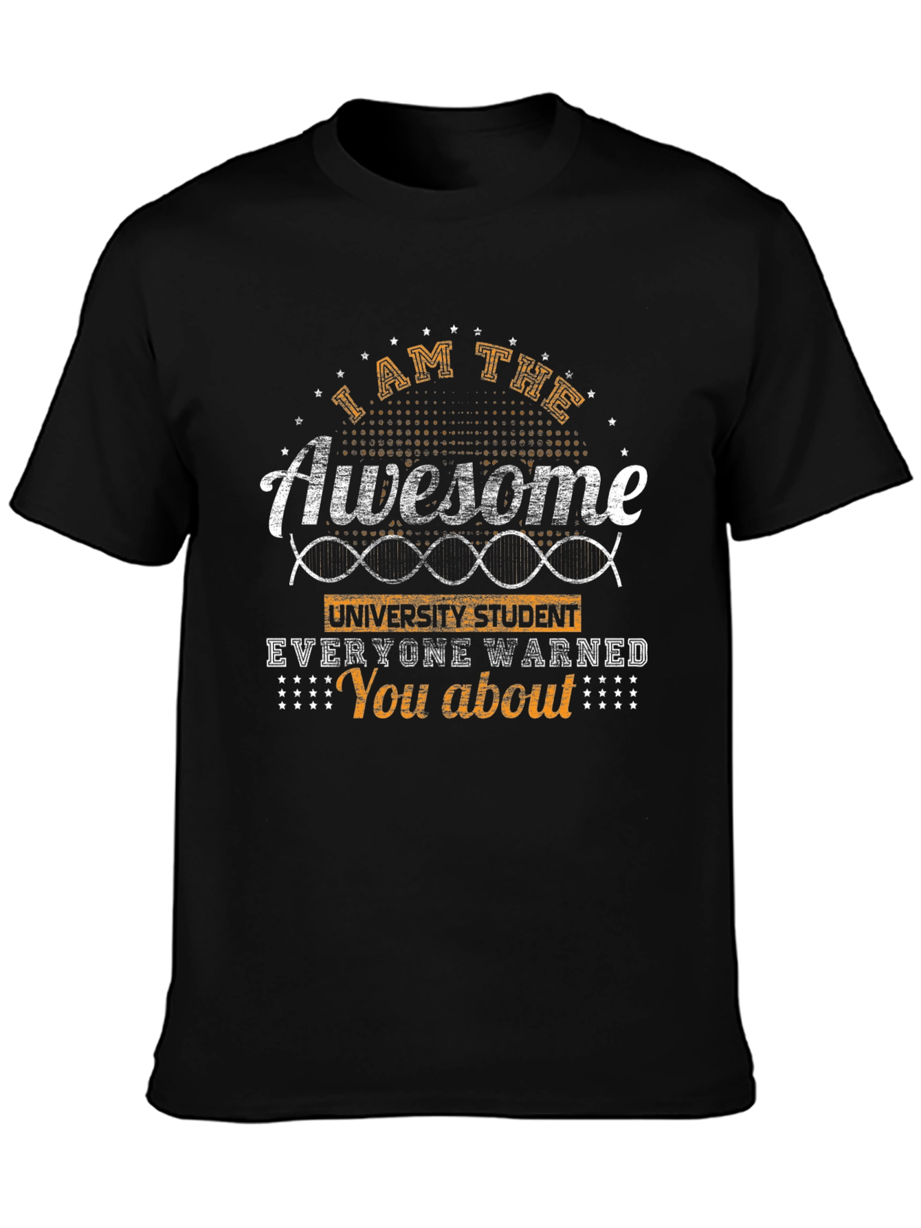 Awesome University Student Black Graphic Tee