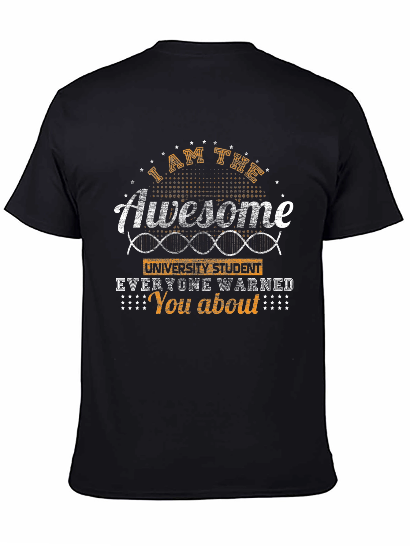 Awesome University Student Black Graphic Tee
