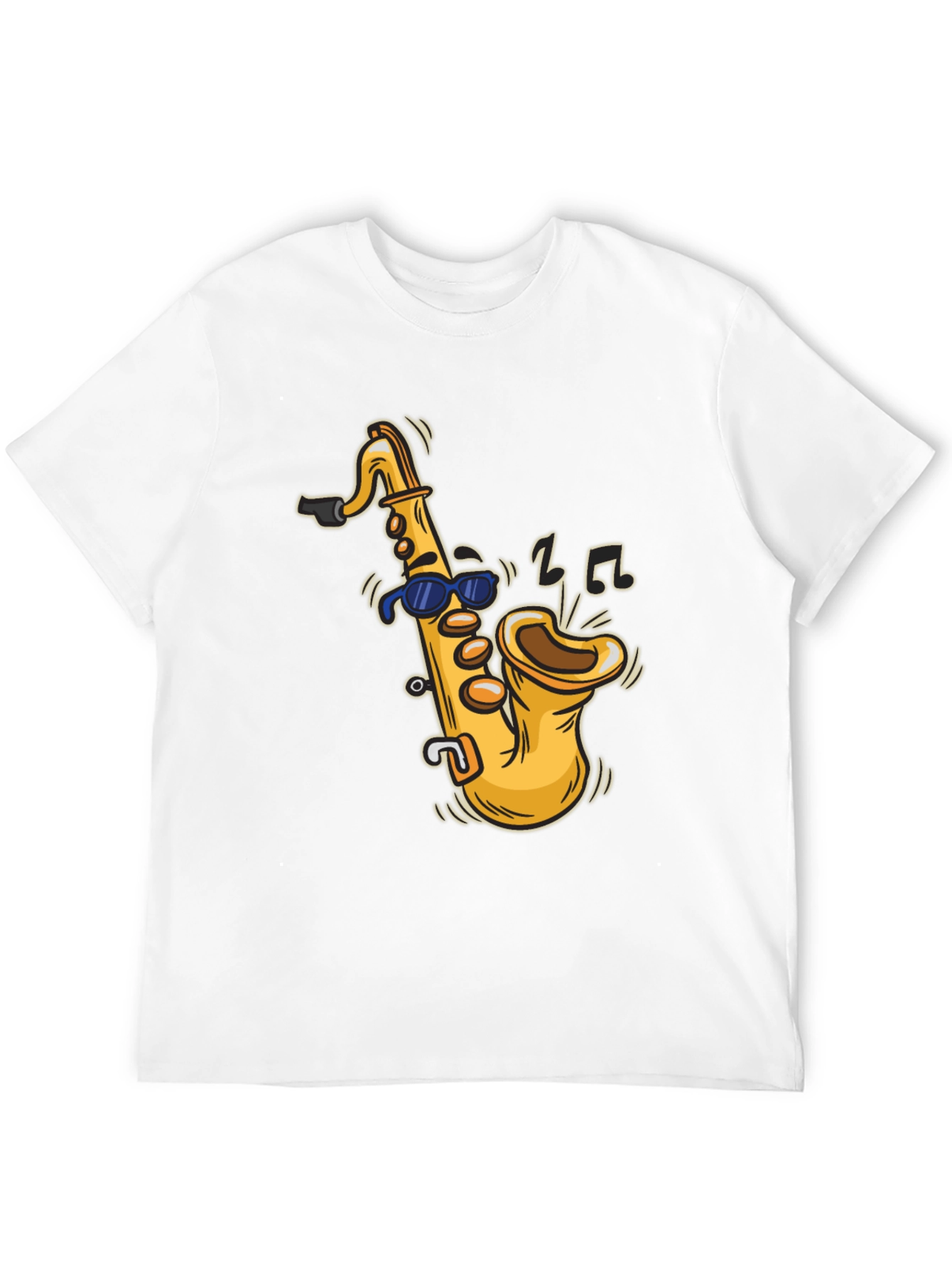 Cool Saxophone Cartoon Black T-Shirt