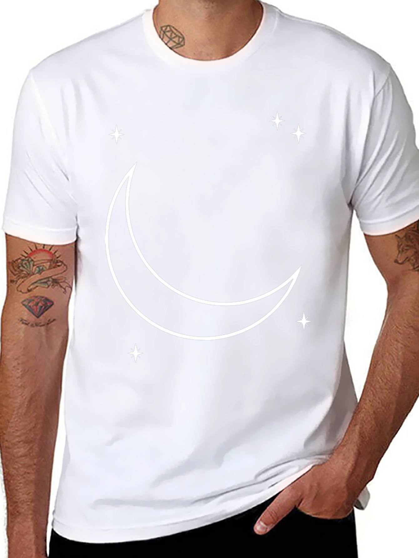 Celestial Moon & Stars Black Graphic Tee