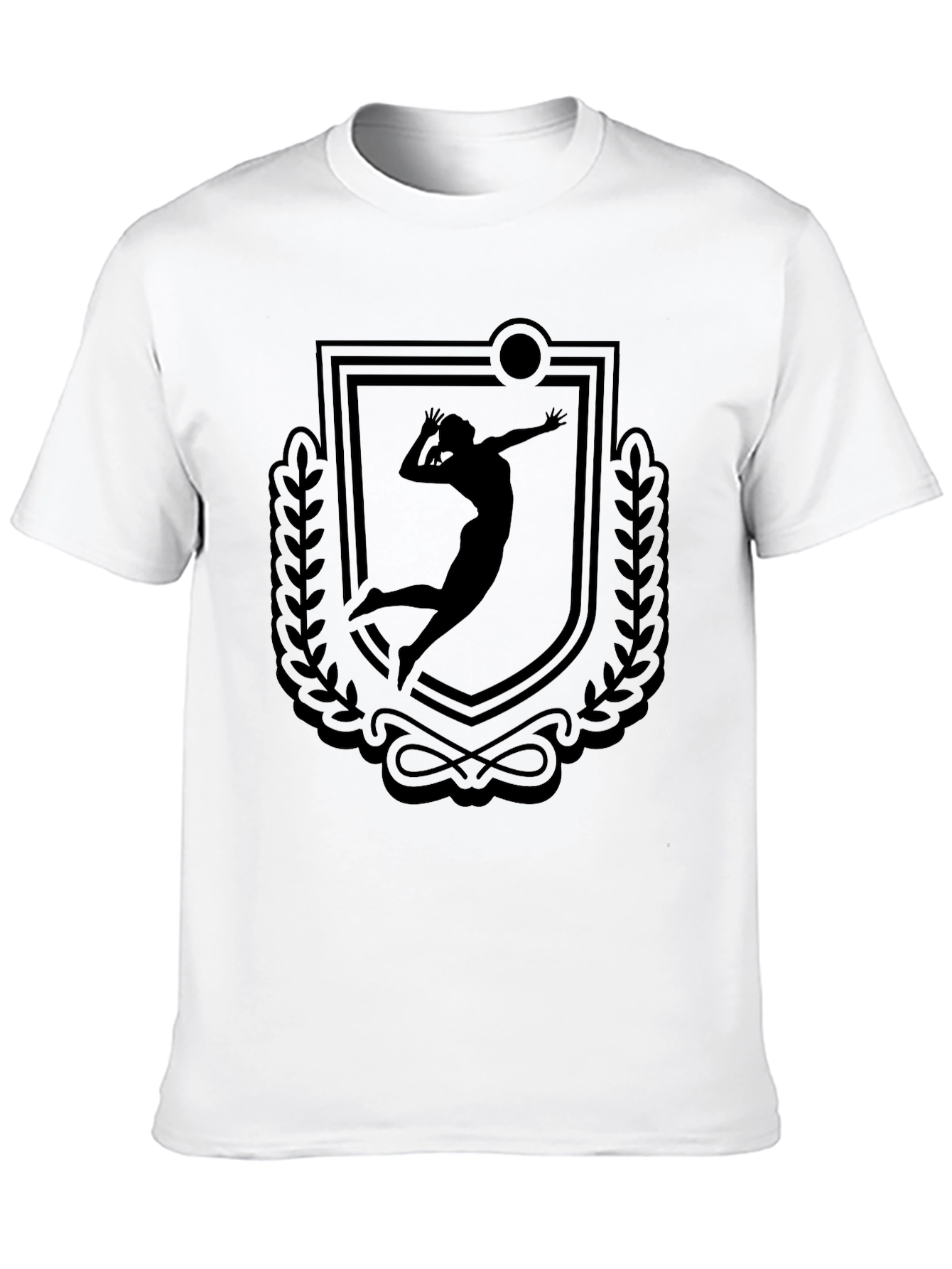 Volleyball Player Crest Graphic Tee - Black