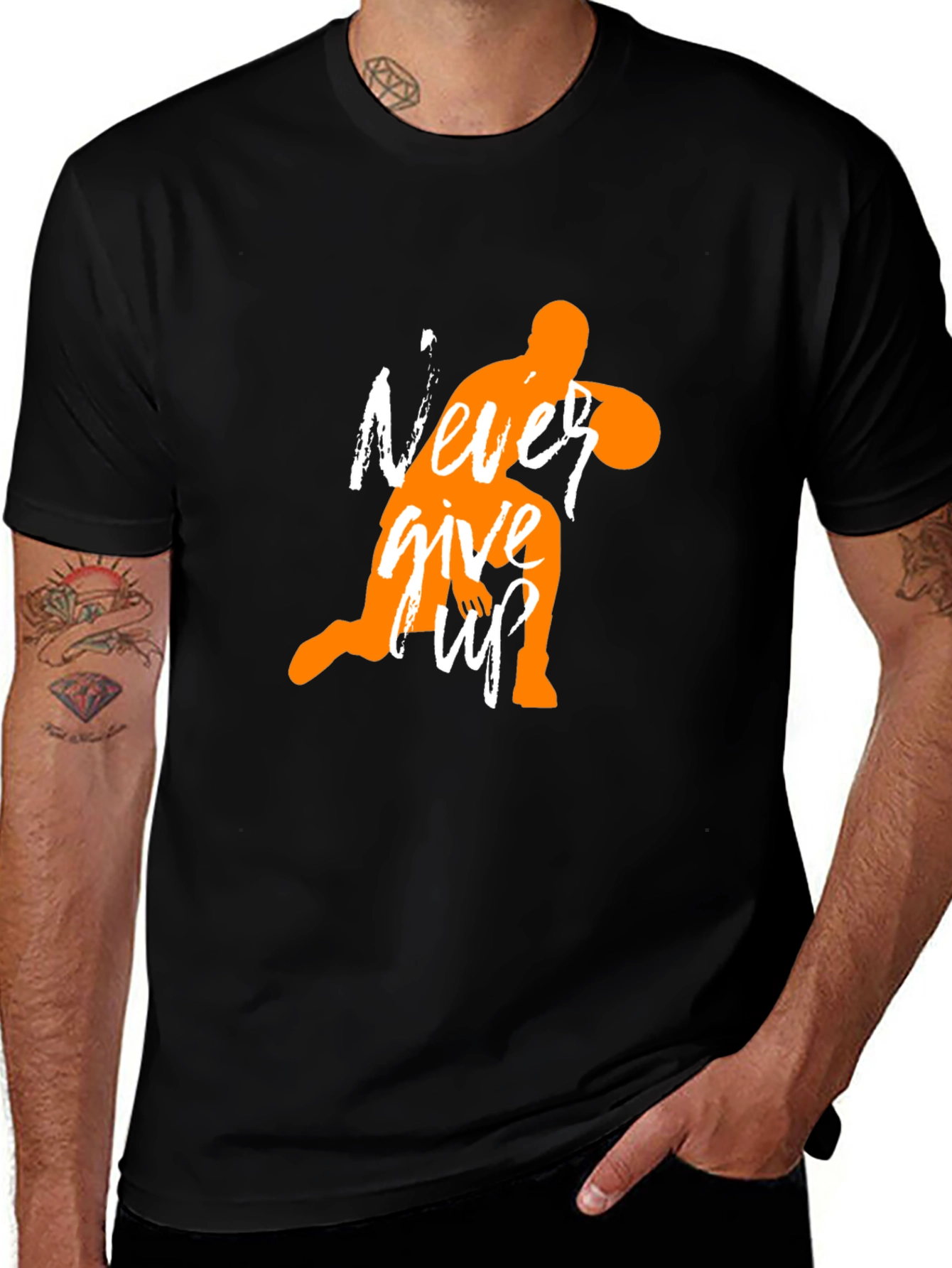 Never Give Up T-Shirt: Inspirational Basketball Design