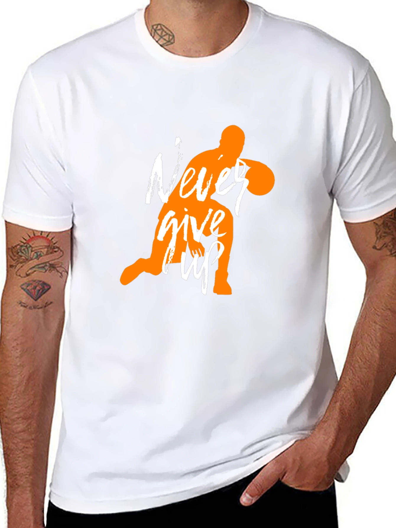 Never Give Up T-Shirt: Inspirational Basketball Design
