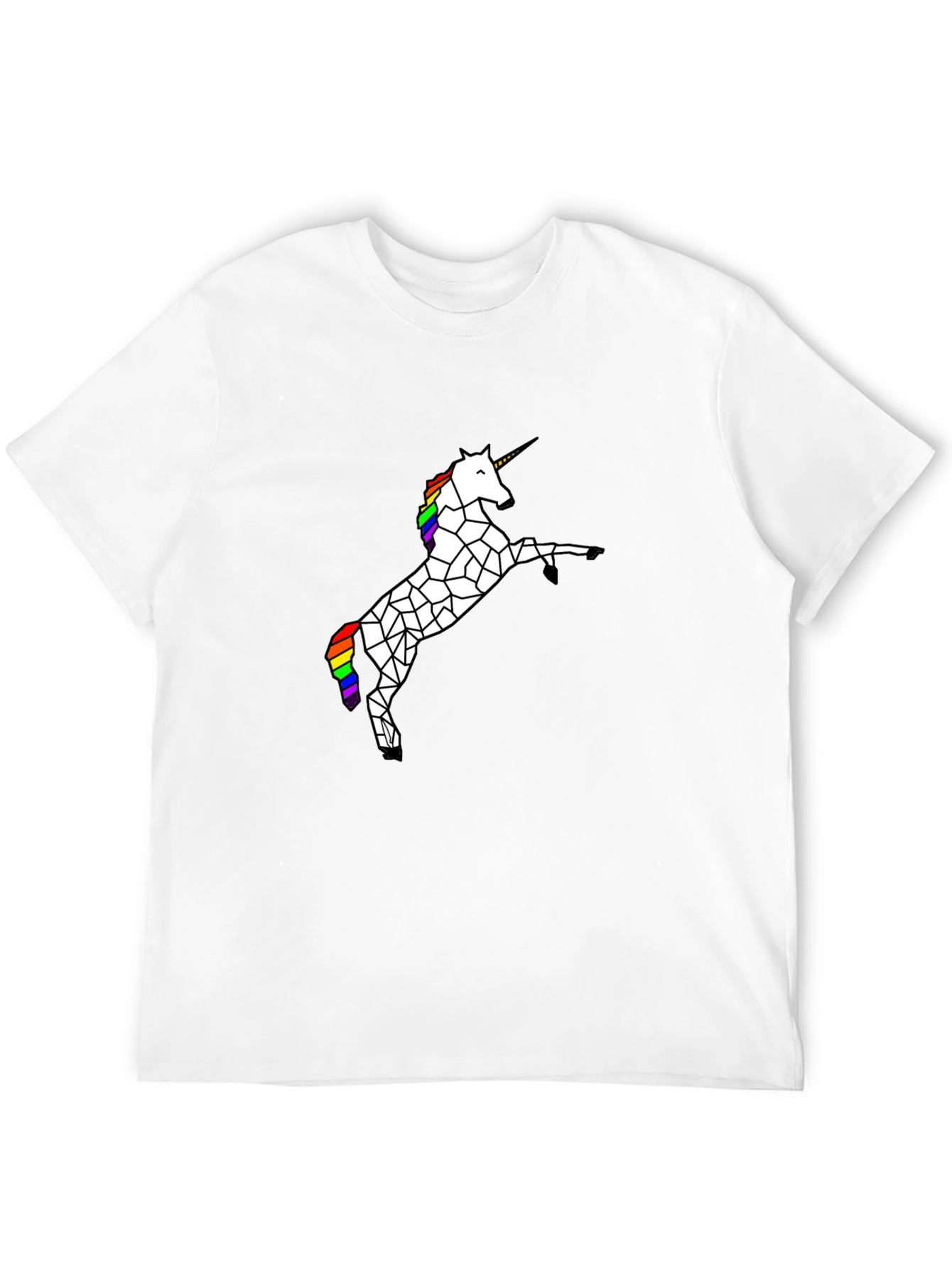 Geometric Unicorn Graphic Tee - Black