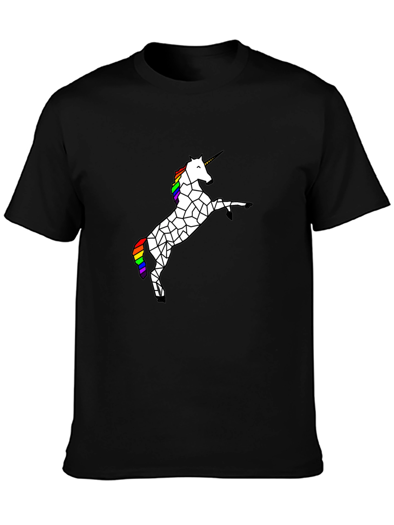 Geometric Unicorn Graphic Tee - Black