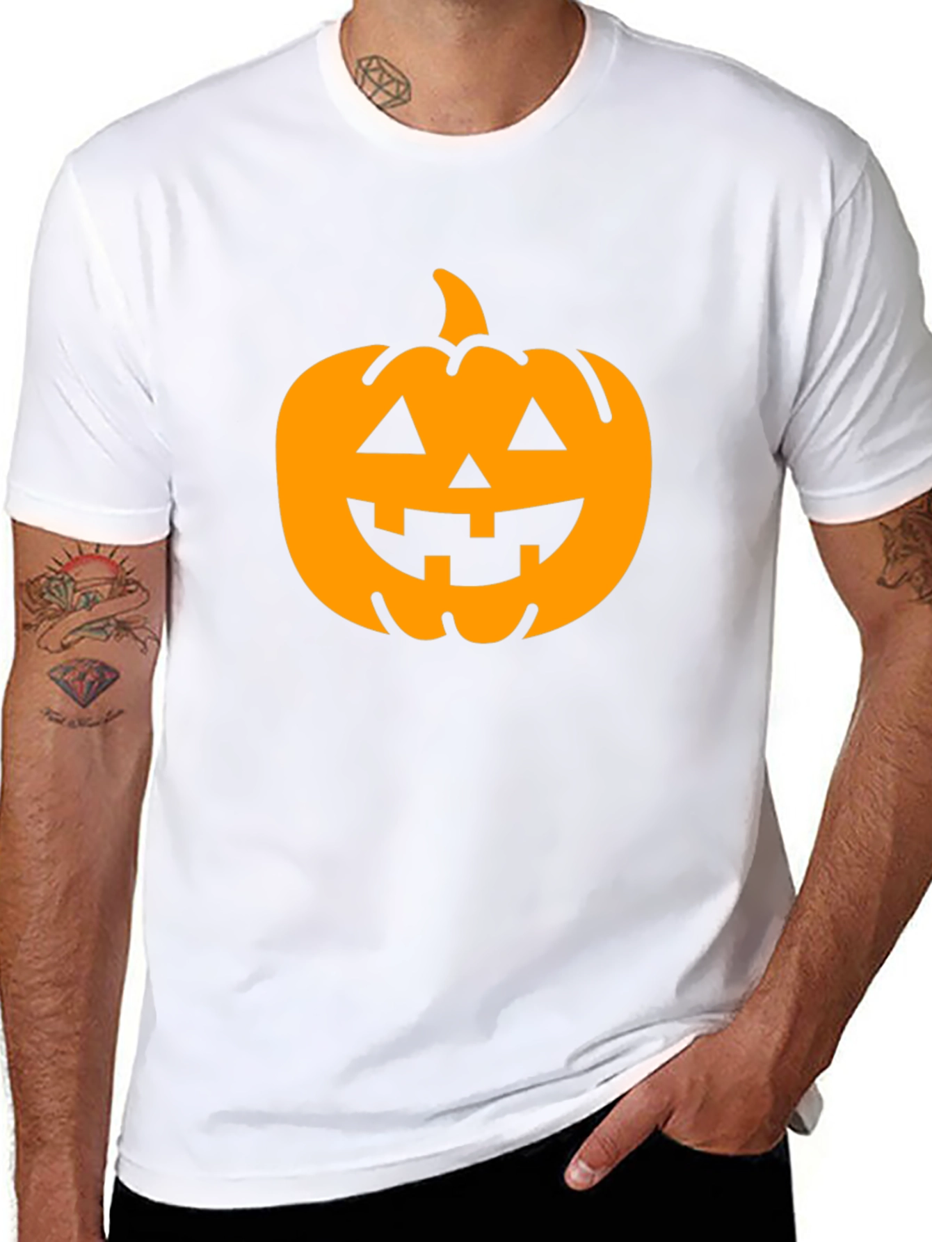 Halloween Pumpkin Graphic Tee - Black