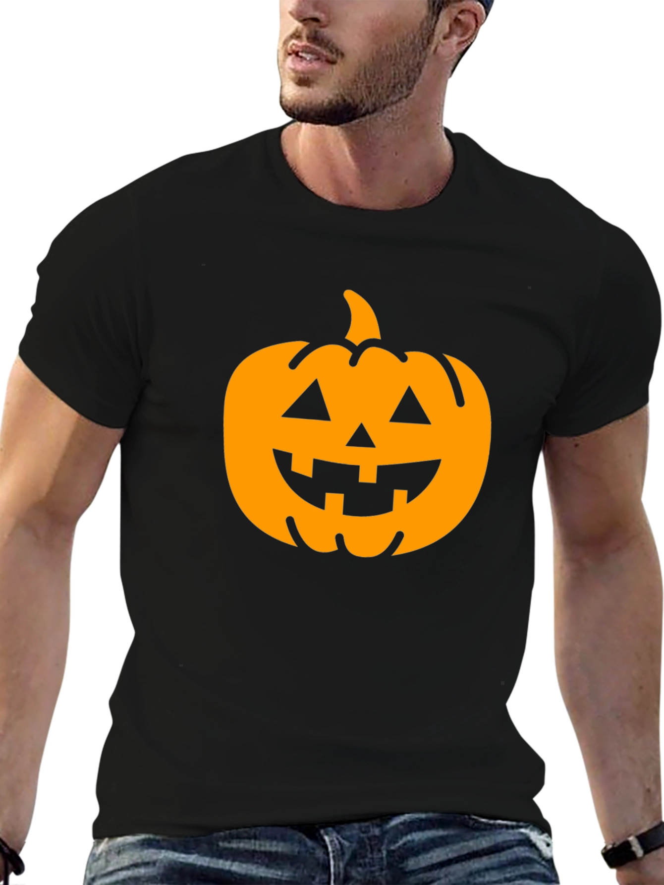 Halloween Pumpkin Graphic Tee - Black