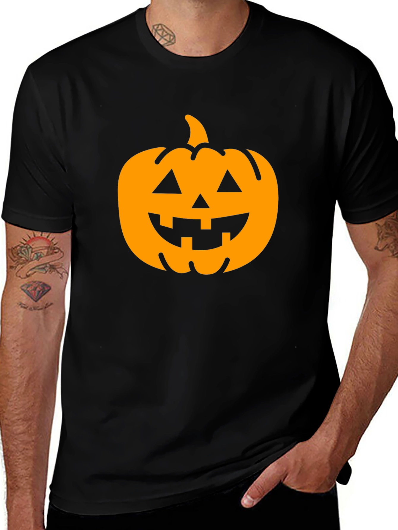 Halloween Pumpkin Graphic Tee - Black